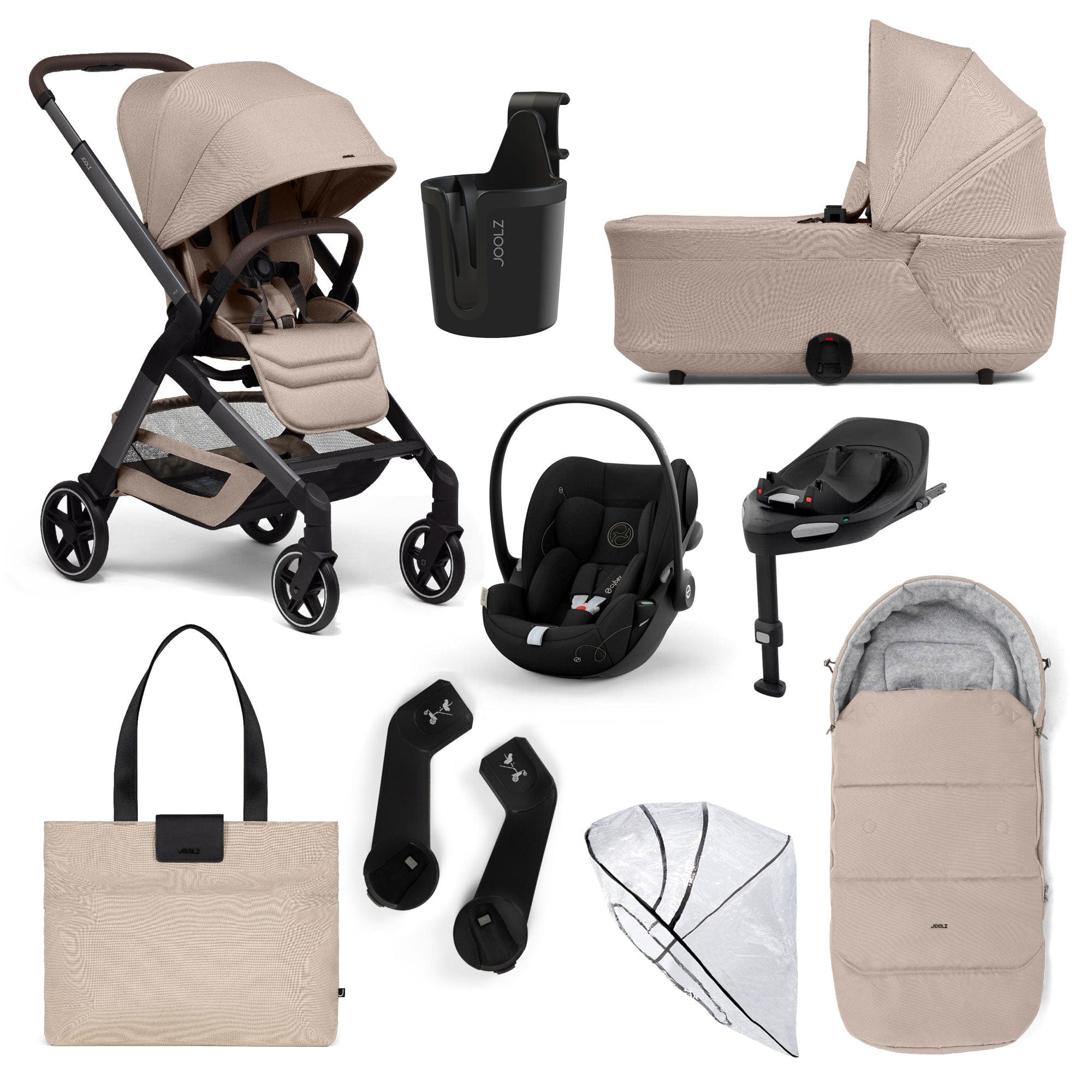 Joolz Hub2 8 Piece Cybex Pram Bundle - Sandy Taupe Travel Systems 17080-STP 8715688092507