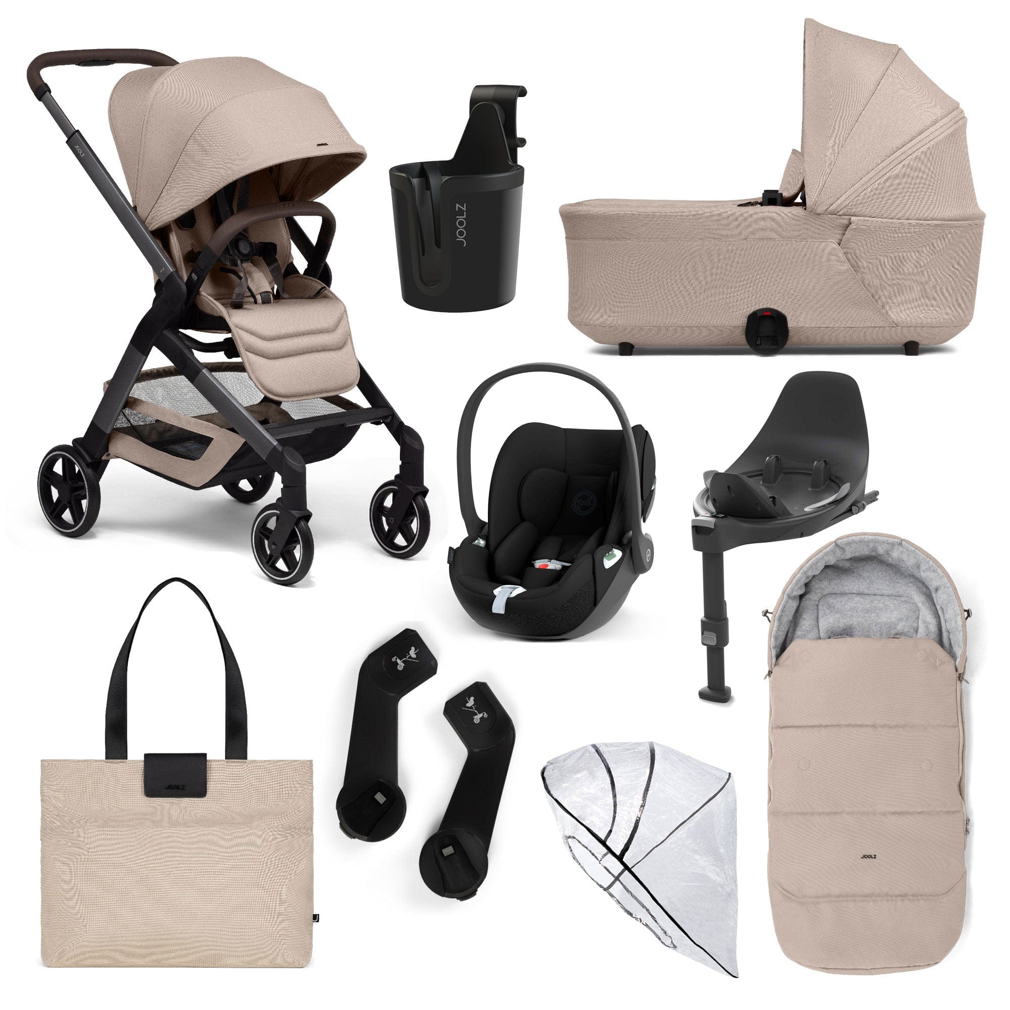 Joolz Hub2 8 Piece Cybex Pram Bundle - Sandy Taupe Travel Systems 17085-STP 8715688092507