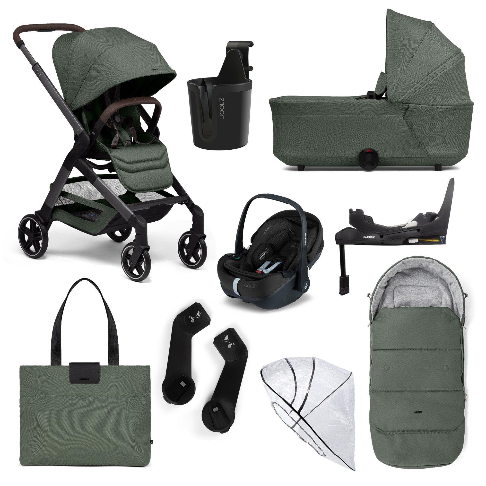 Joolz Hub2 8 Piece Maxi-Cosi Pram Bundle - Forest Green Travel Systems 17075-FGR 8715688092491