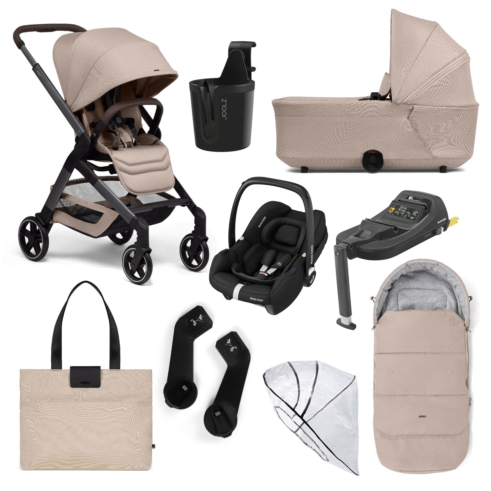 Joolz Hub2 8 Piece Maxi-Cosi Pram Bundle - Sandy Taupe Travel Systems 17068-STP 8715688092507