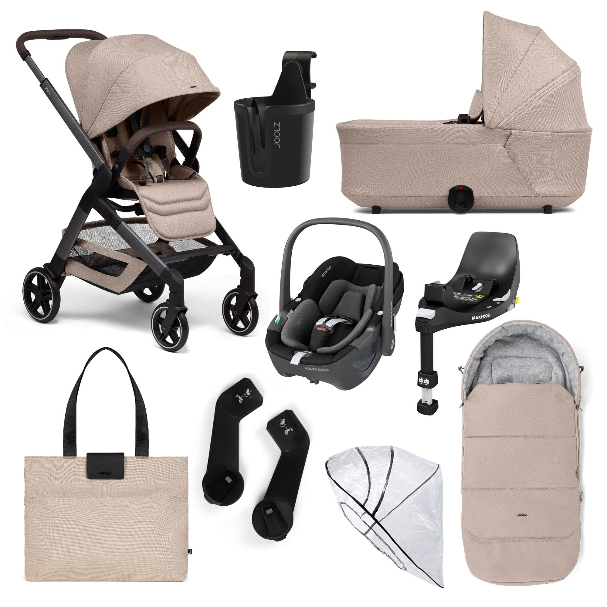 Joolz Hub2 8 Piece Maxi-Cosi Pram Bundle - Sandy Taupe Travel Systems 17071-STP 8715688092507