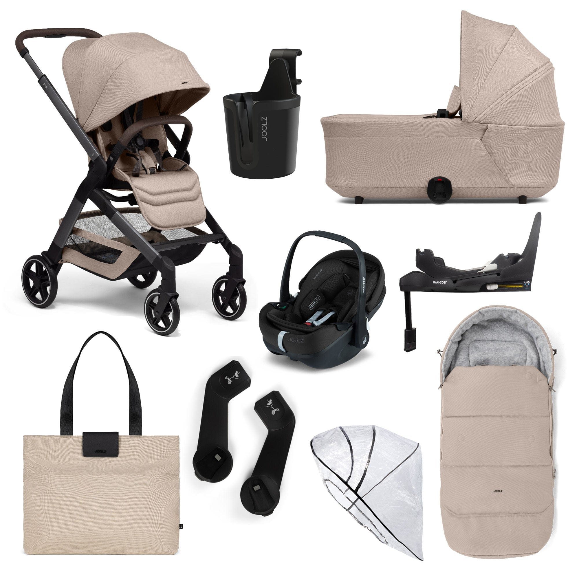 Joolz Hub2 8 Piece Maxi-Cosi Pram Bundle - Sandy Taupe Travel Systems 17076-STP 8715688092507