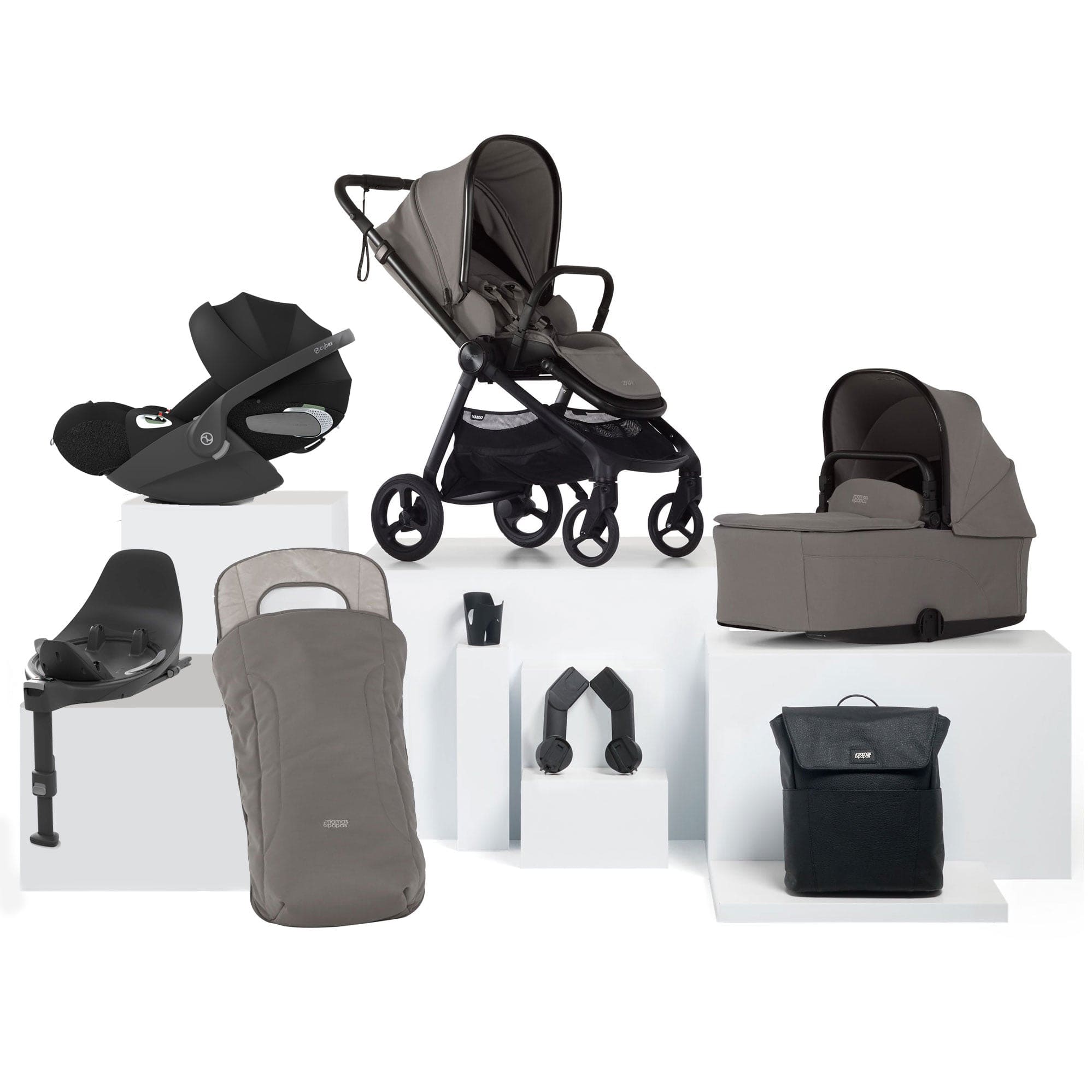 Mamas & Papas Vardo Complete Cybex Bundle in Storm Baby Prams