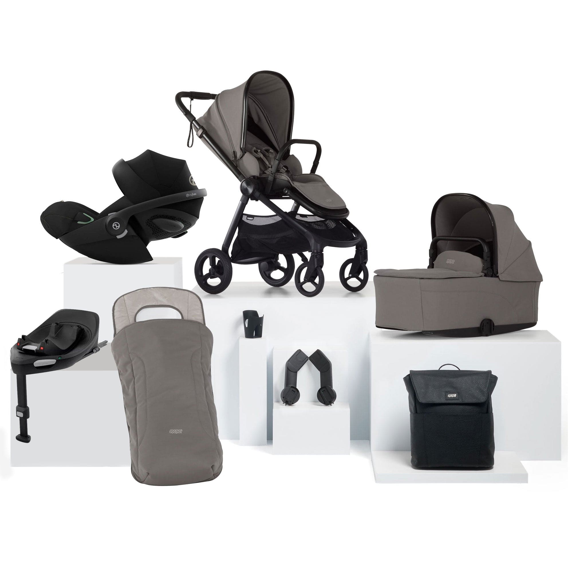 Mamas & Papas Vardo Complete Cybex Bundle in Storm Baby Prams