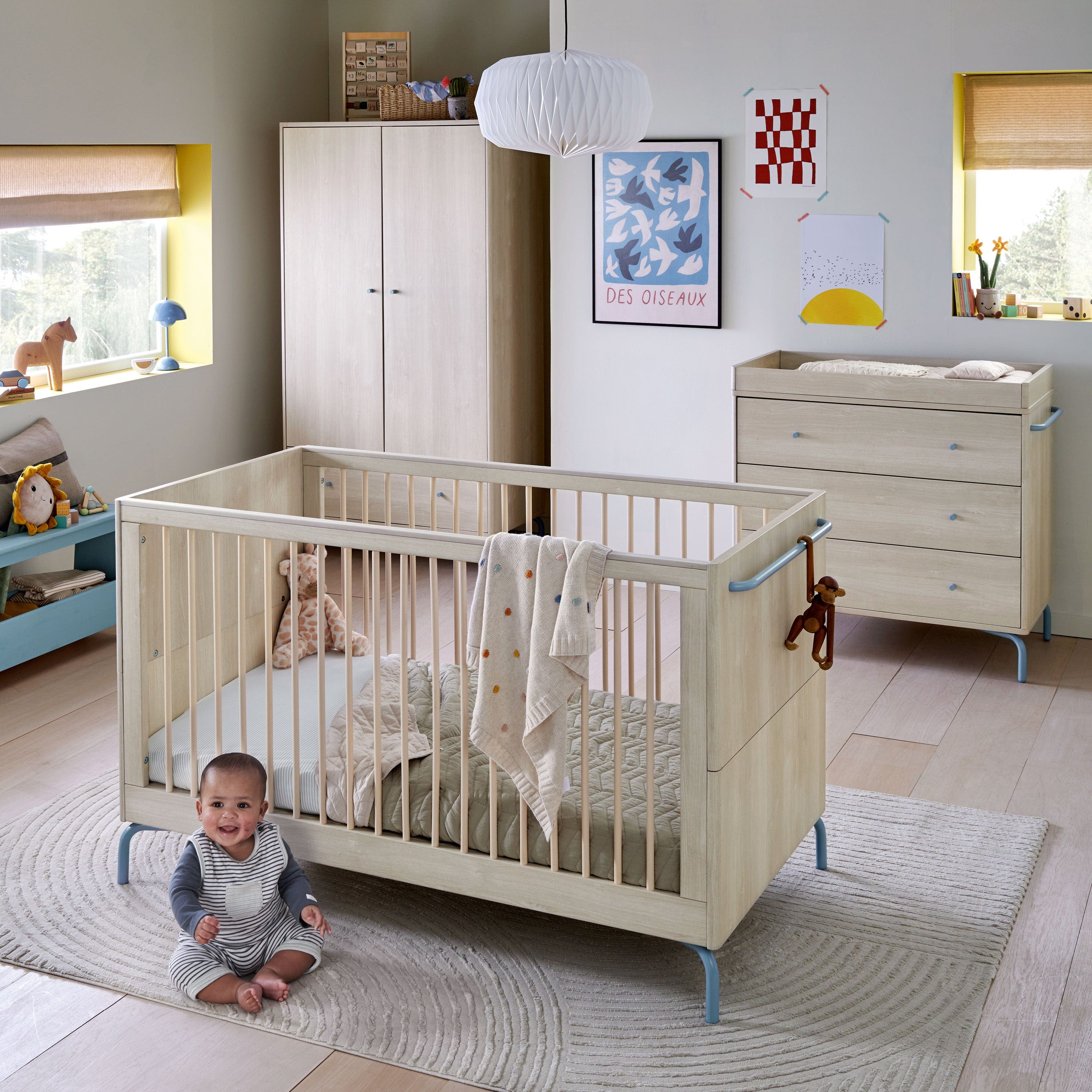 Mamas & Papas Kinlay 3 Piece Roomset in Dusty Blue Nursery Room Sets