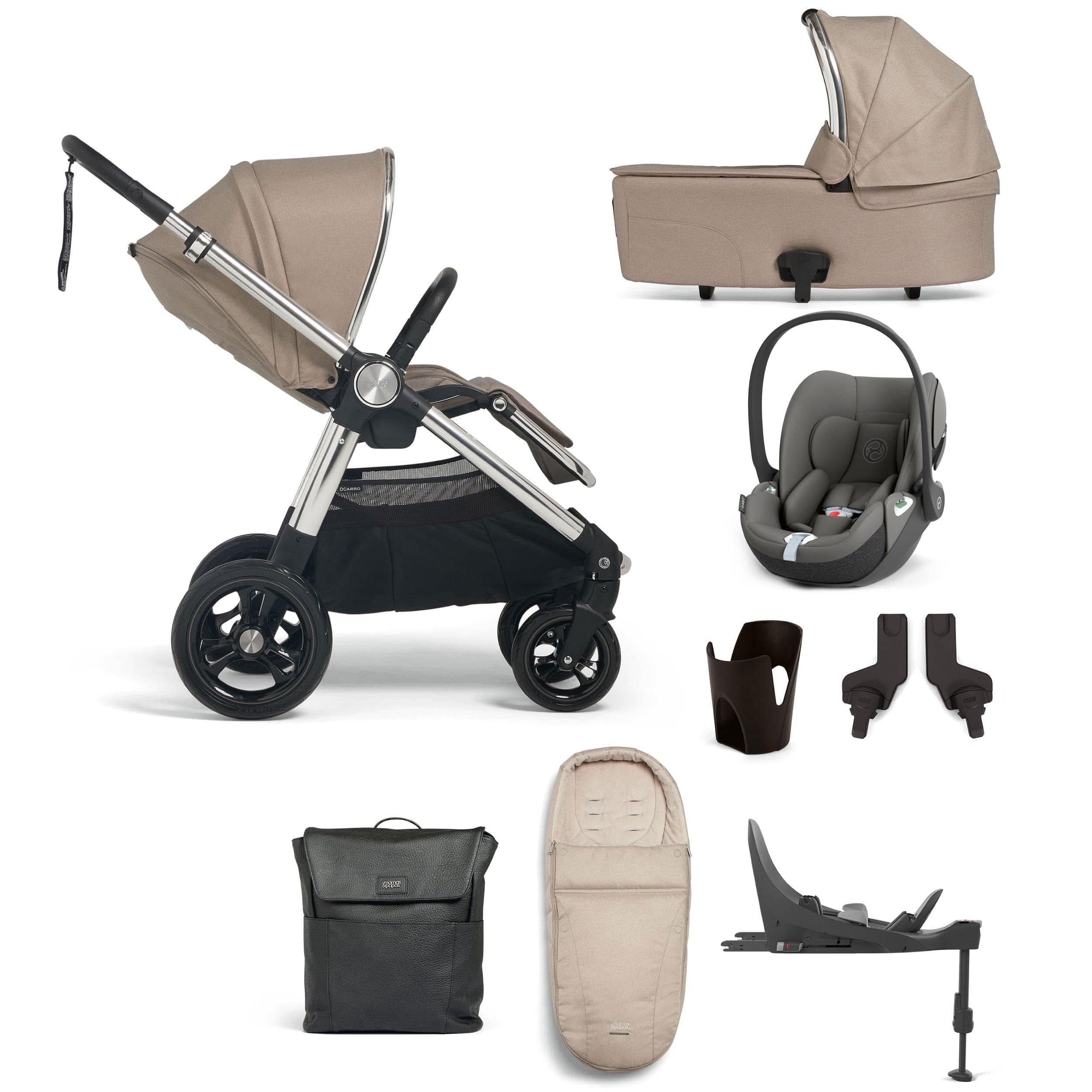 Mamas & Papas Ocarro Complete 8-Piece Cybex Bundle in Biscuit Travel Systems 15251-BIS 5063229085147