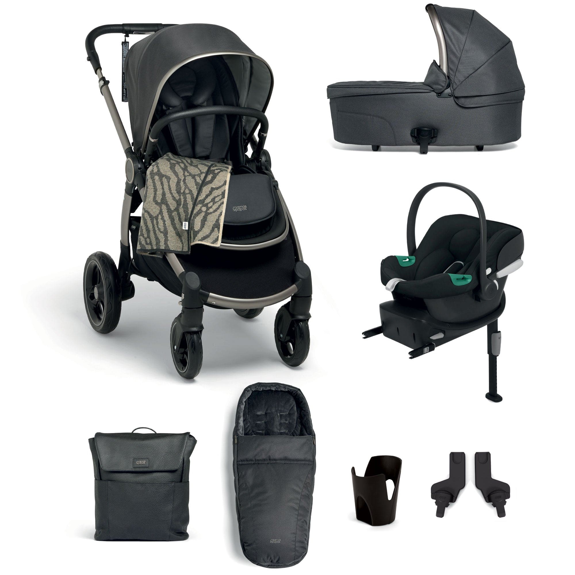 Mamas & Papas Ocarro Complete 8-Piece Cybex Bundle in Graphite Travel Systems 85451GT00-1