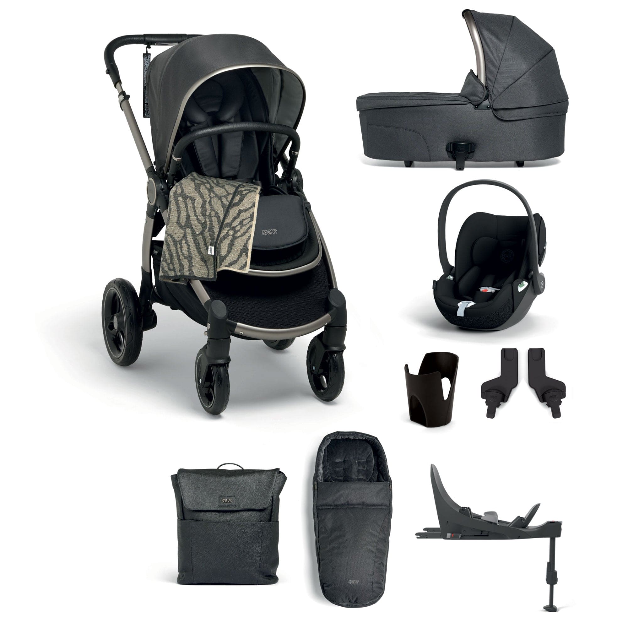 Mamas & Papas Ocarro Complete 8-Piece Cybex Bundle in Graphite Travel Systems 85451GT00