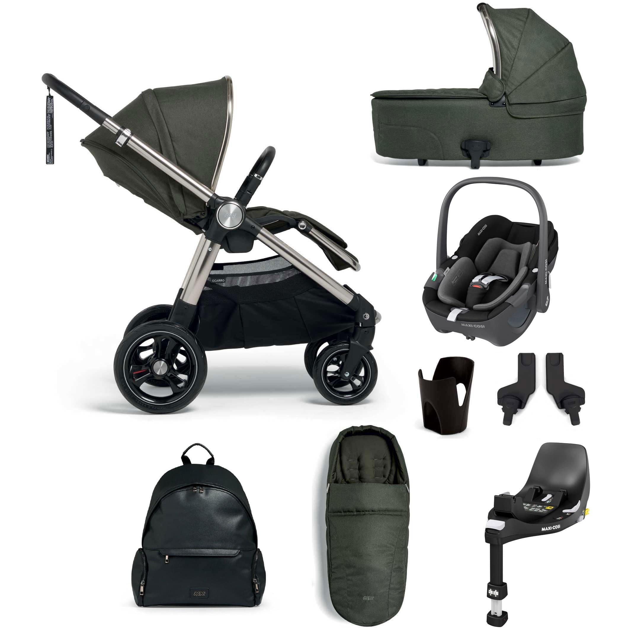 Mamas & Papas Ocarro Complete 8-Piece Maxi Cosi Bundle in Hunter Green Travel Systems 61931HG00-3 5063229125454