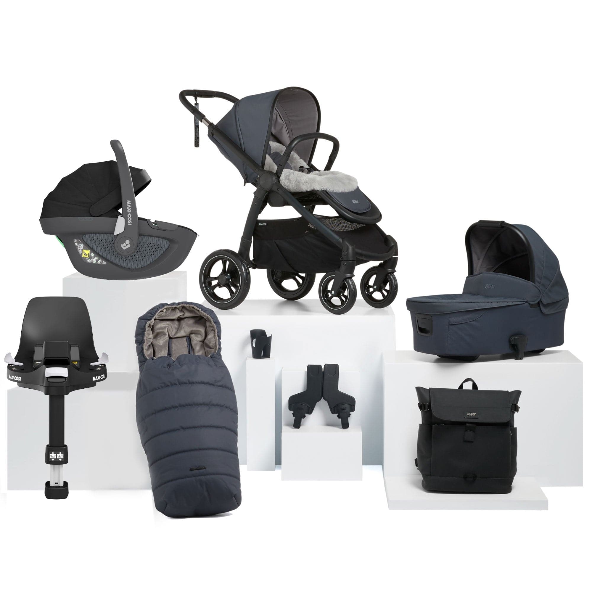 Mamas & Papas Ocarro Complete 9-Piece Maxi-Cosi Bundle in Transcend Travel Systems 85451TC00-PEB 5063229116001