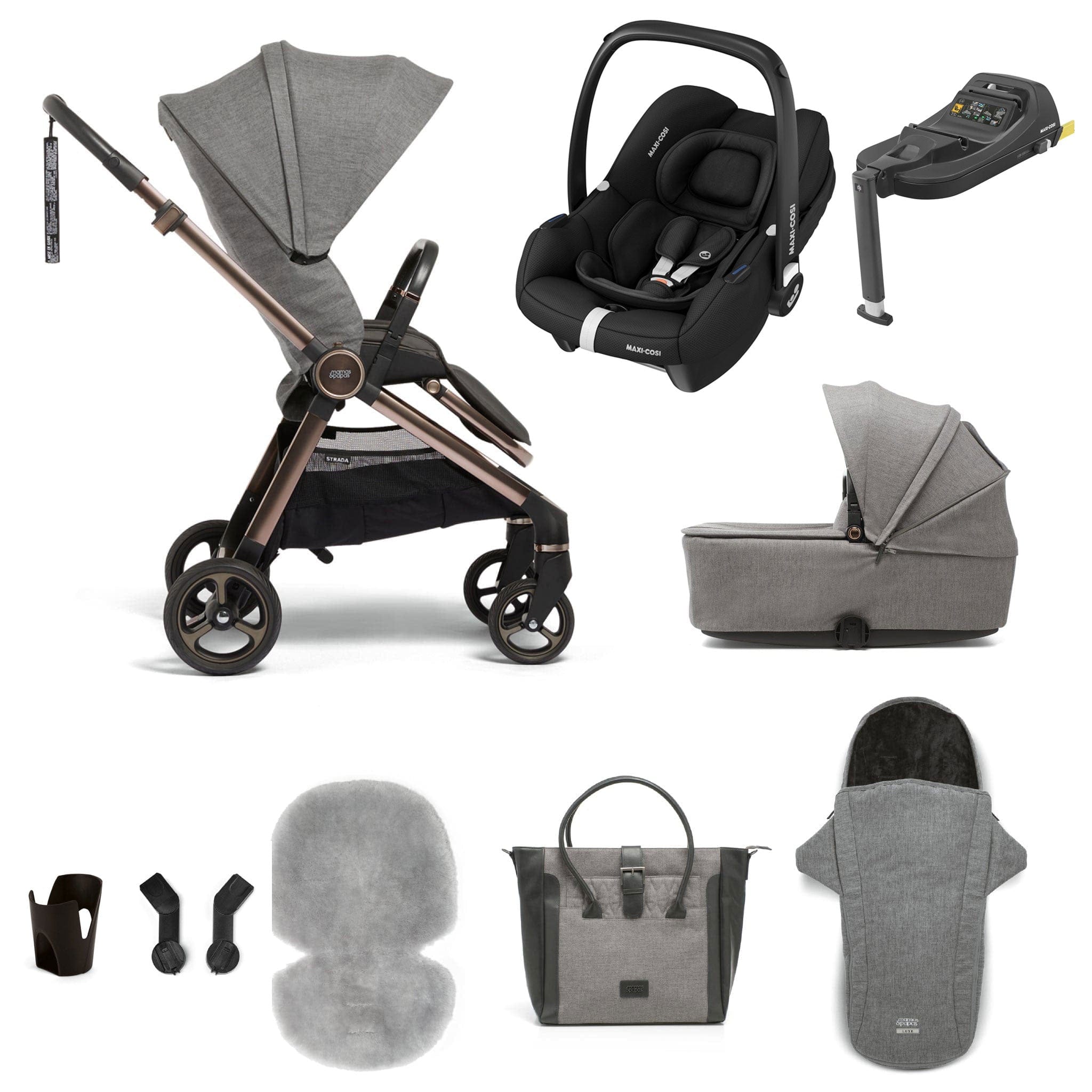 Mamas & Papas Strada 9-Piece Travel Bundle in Luxe Travel Systems 6189L8300-1 5057232769446