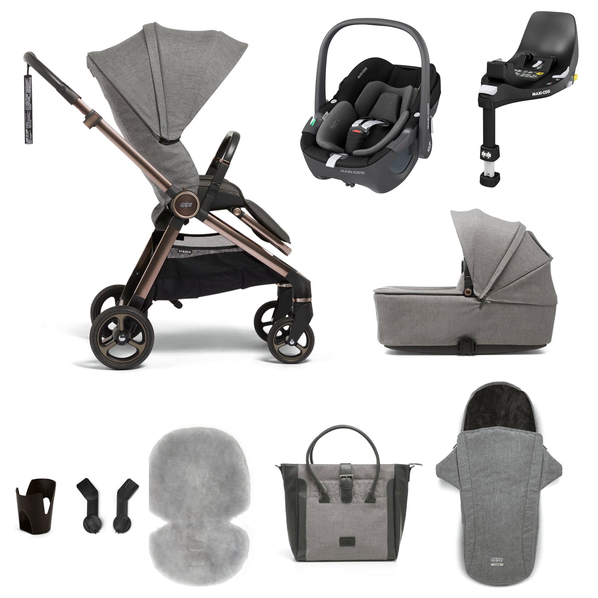 Mamas & Papas Strada 9-Piece Travel Bundle in Luxe Travel Systems 6189L8300-3 5057232769446