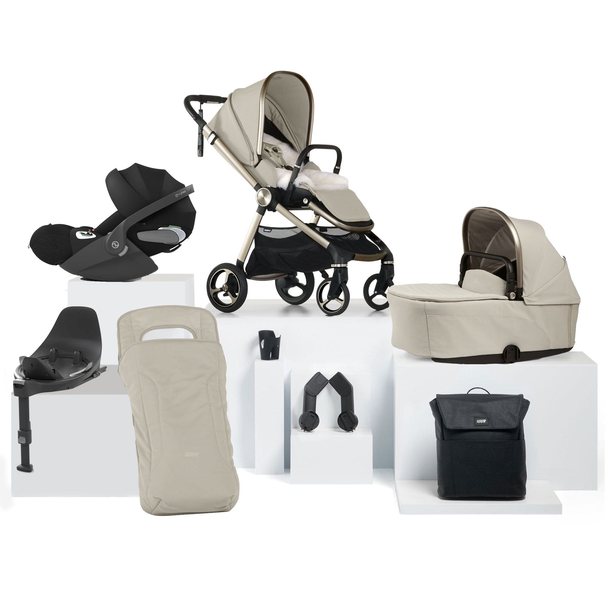 Mamas & Papas Vardo Complete Cybex Bundle in Shell Travel Systems 5243S4300 5063229180309