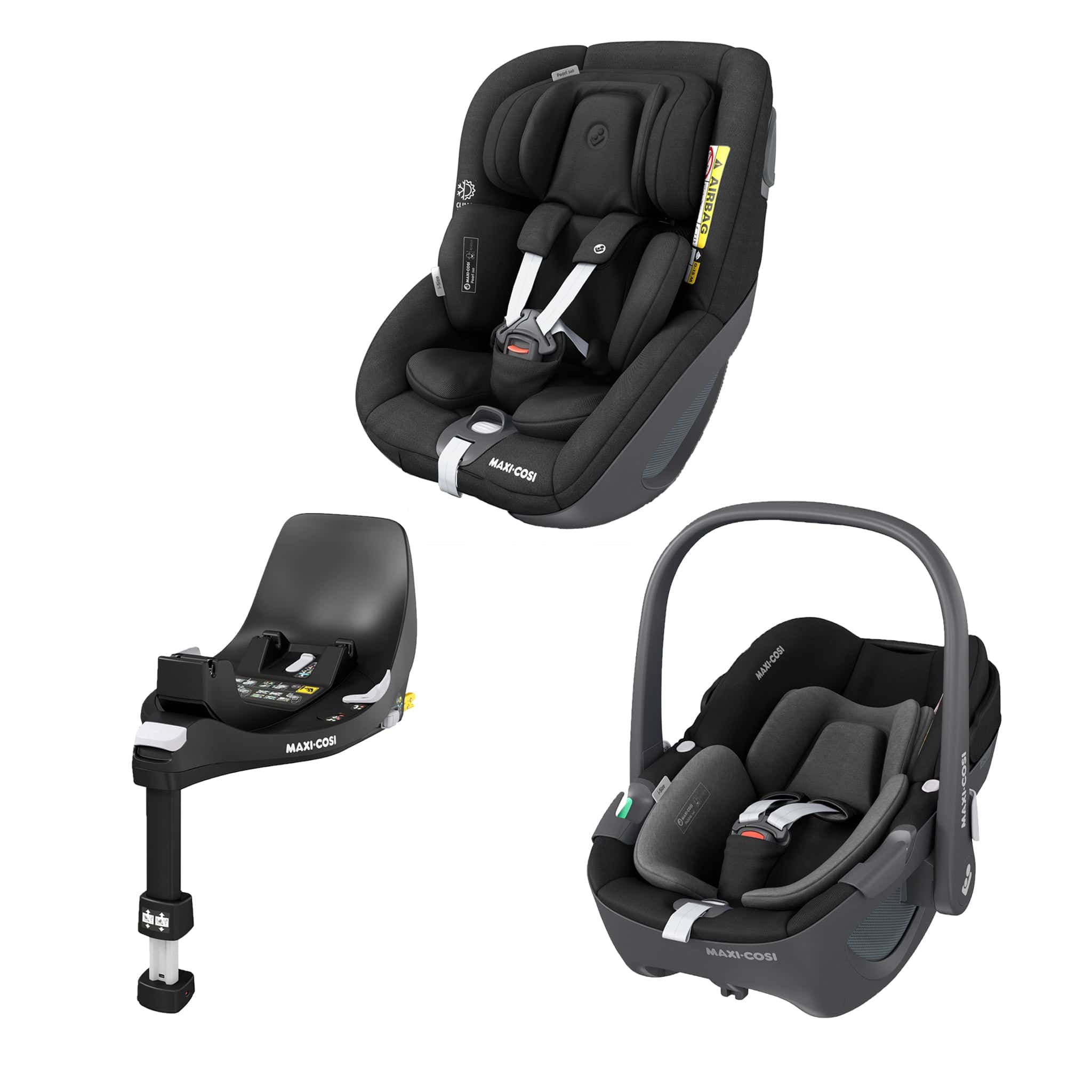 Maxi-Cosi Pebble 360, Pearl 360 & Familyfix 360 Base Bundle - Black Baby Car Seats KF10000048 8712930170501