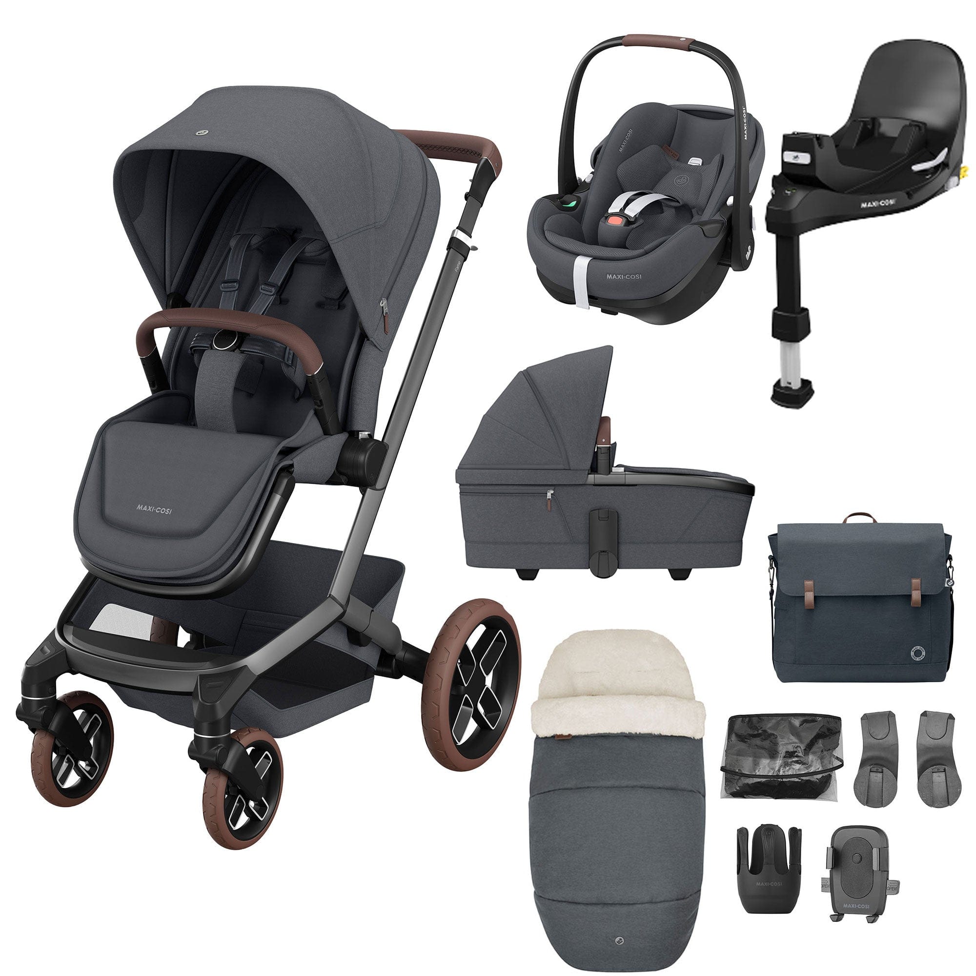 Maxi-Cosi FAME 10 Piece Premium Bundle in Twillic Graphite Travel Systems KF69200000 8712930013587