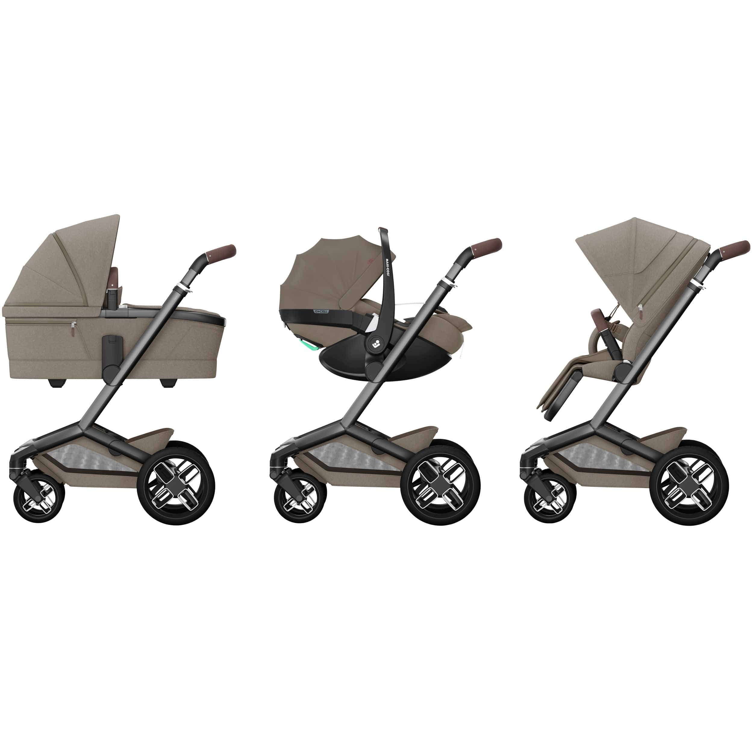 Maxi-Cosi FAME 10 Piece Premium Bundle in Twillic Truffle (Black Wheels) Travel Systems KF64100000