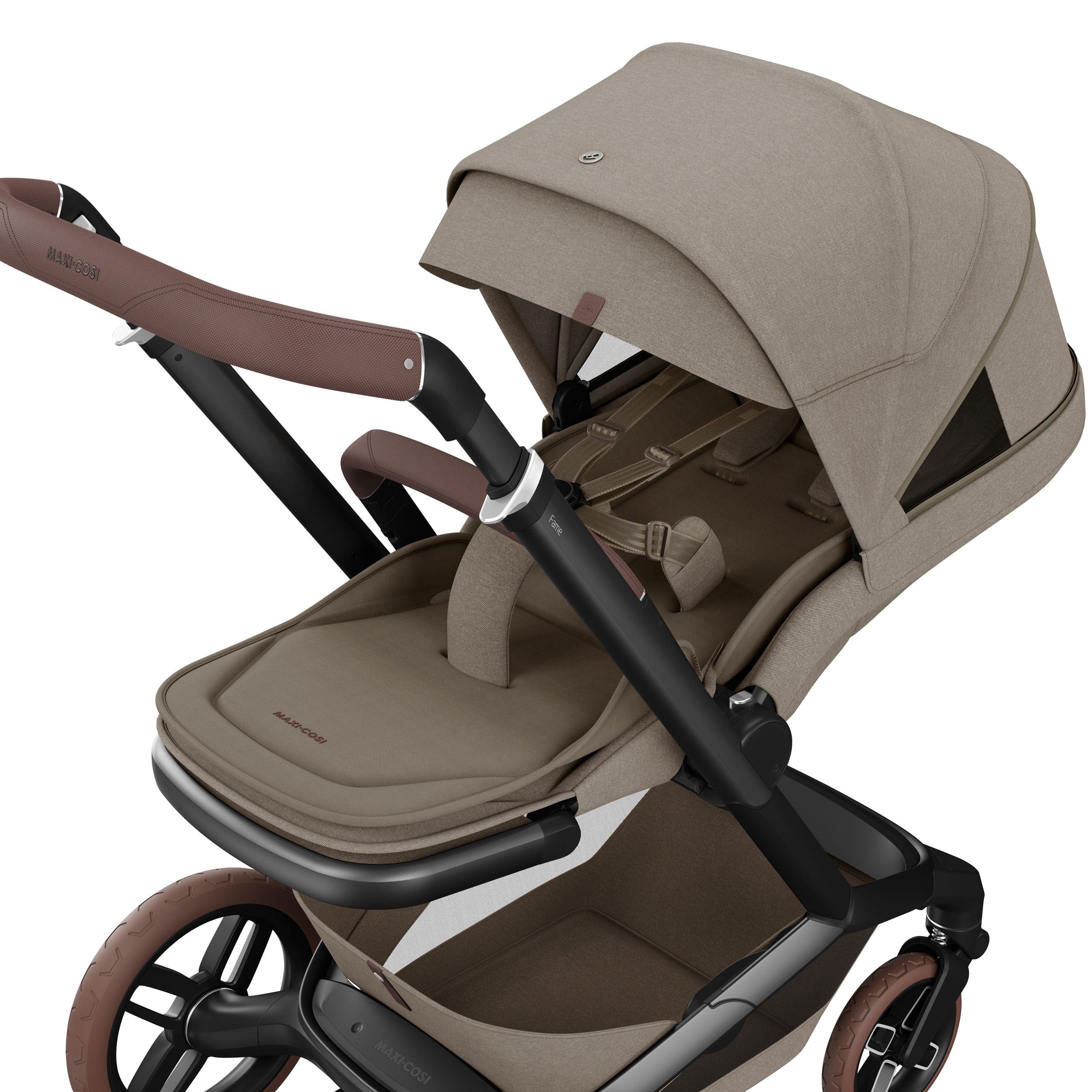 Maxi-Cosi FAME 10 Piece Premium Bundle in Twillic Truffle (Brown Wheels) Travel Systems KF69700000