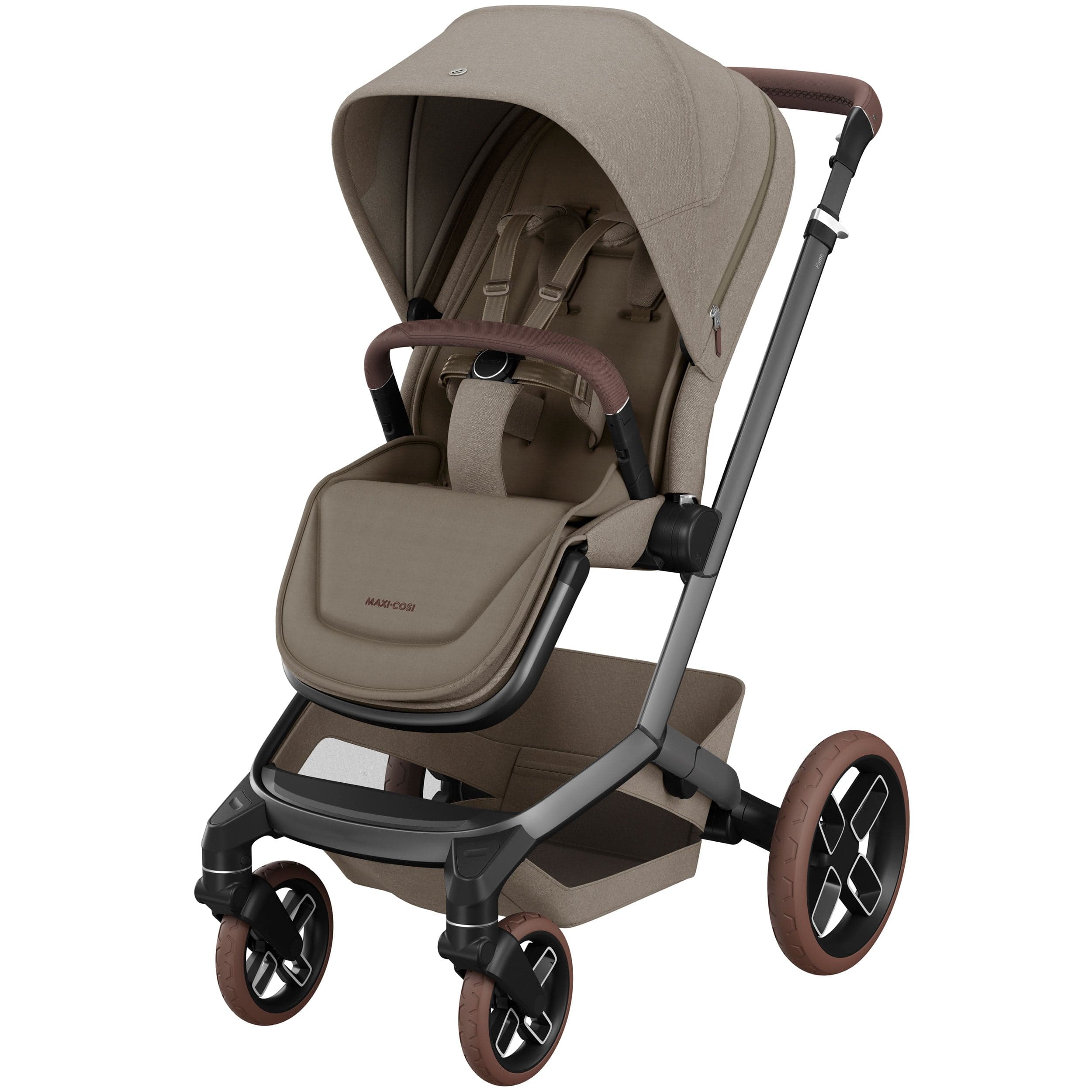 Maxi-Cosi FAME 10 Piece Premium Bundle in Twillic Truffle (Brown Wheels) Travel Systems KF69700000