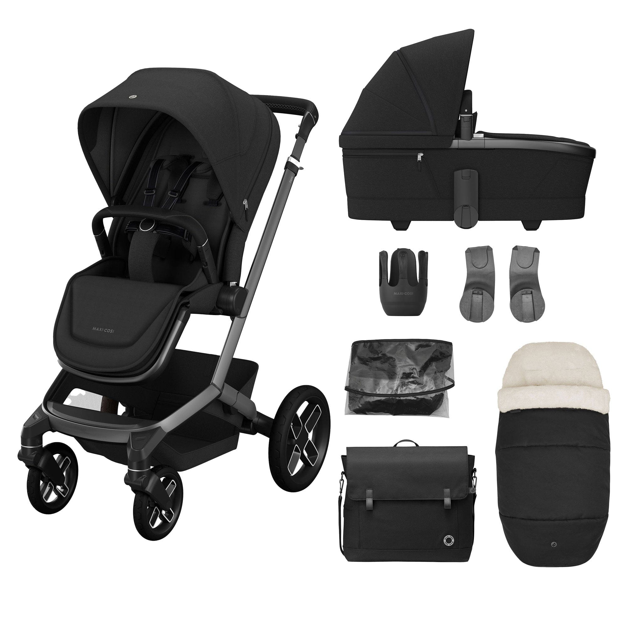 Maxi-Cosi FAME 7 Piece Essential Bundle in Twillic Black Travel Systems KF64400000