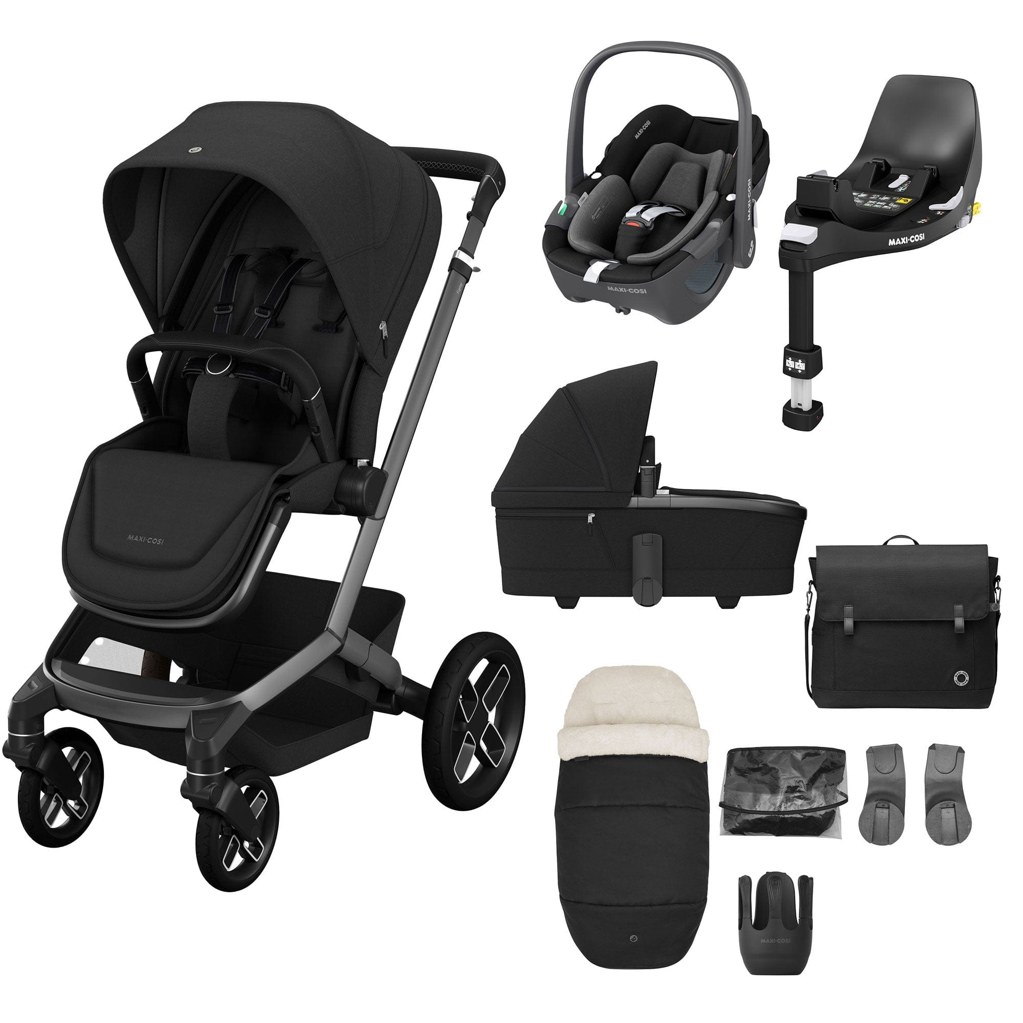 Maxi-Cosi FAME 9 Piece Complete Bundle in Twillic Black Travel Systems KF64200000