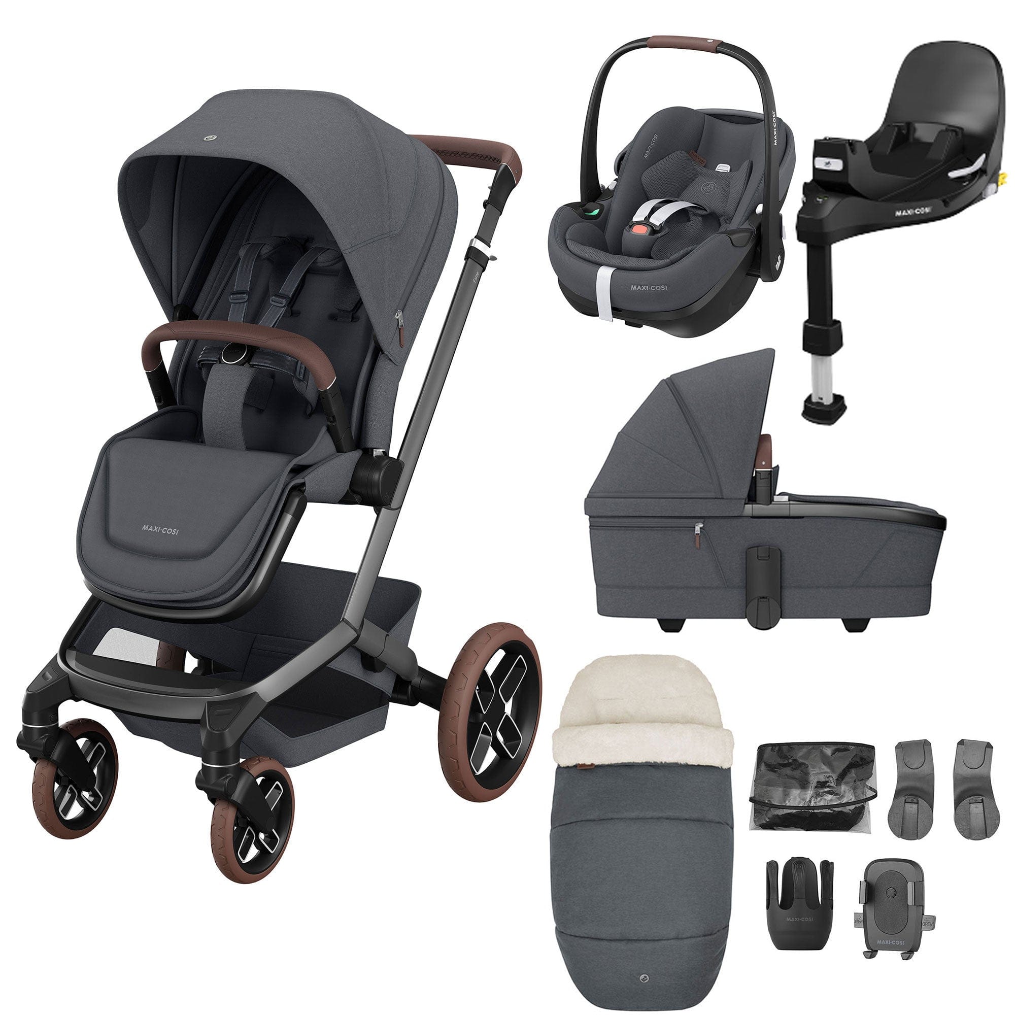 Maxi-Cosi FAME 9 Piece Premium Bundle in Twillic Graphite Travel Systems KF69200000 8712930013587