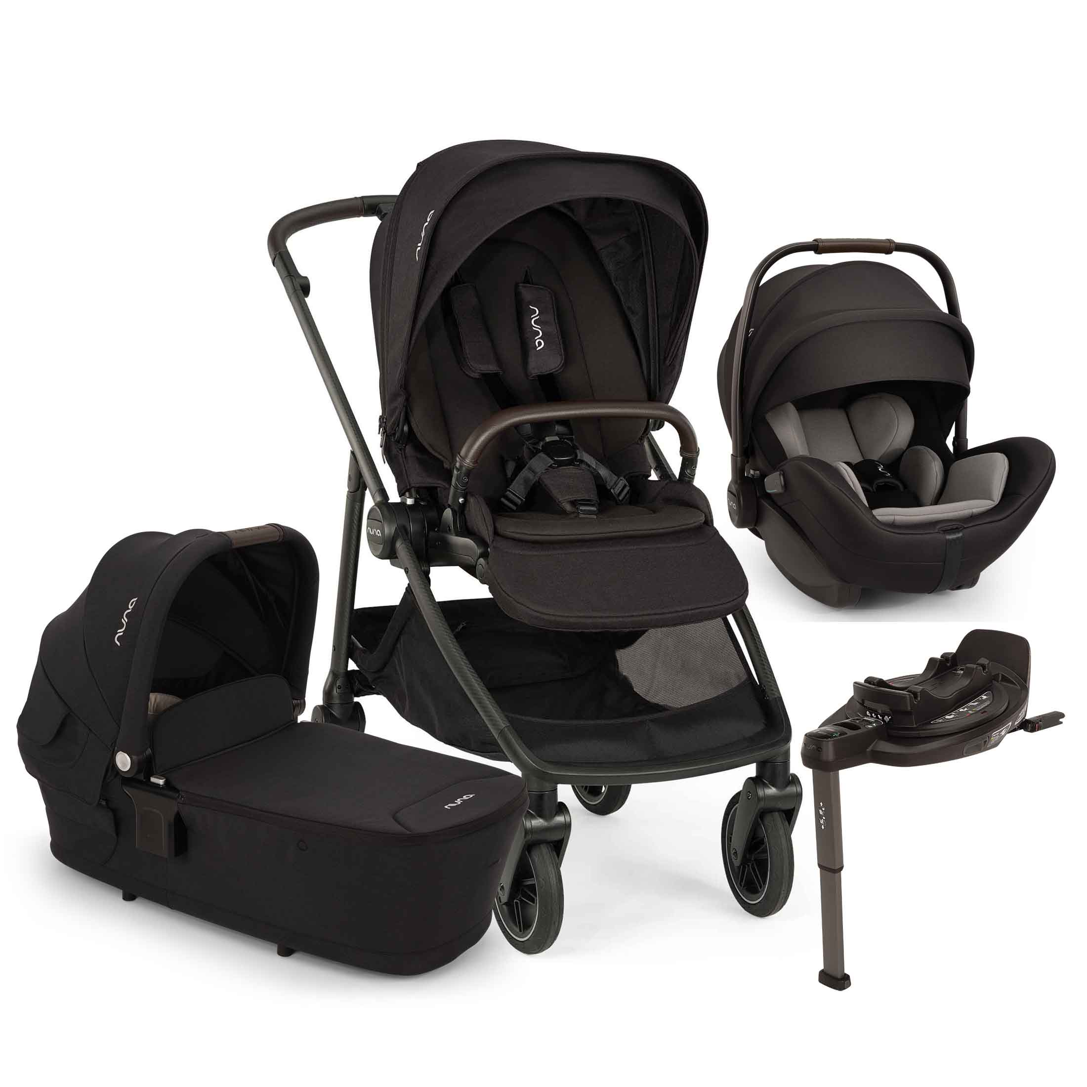 Nuna SWIV & ARRA Flex & BASE Curv Bundle in Caviar Travel Systems Z2BJSWIV1004UK 5056080617794