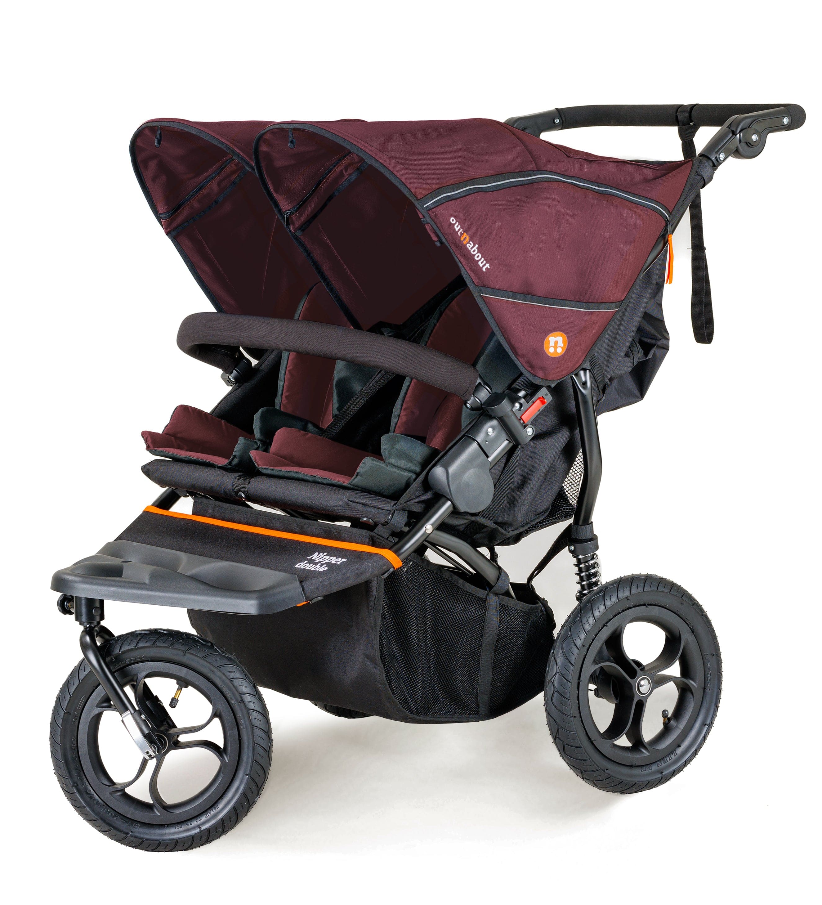 Out n About Nipper Double Duo Comfort Bundle in Brambleberry Red 3 Wheeler Pushchair Bundles 15790-DTN-COM-RED 5060167546143