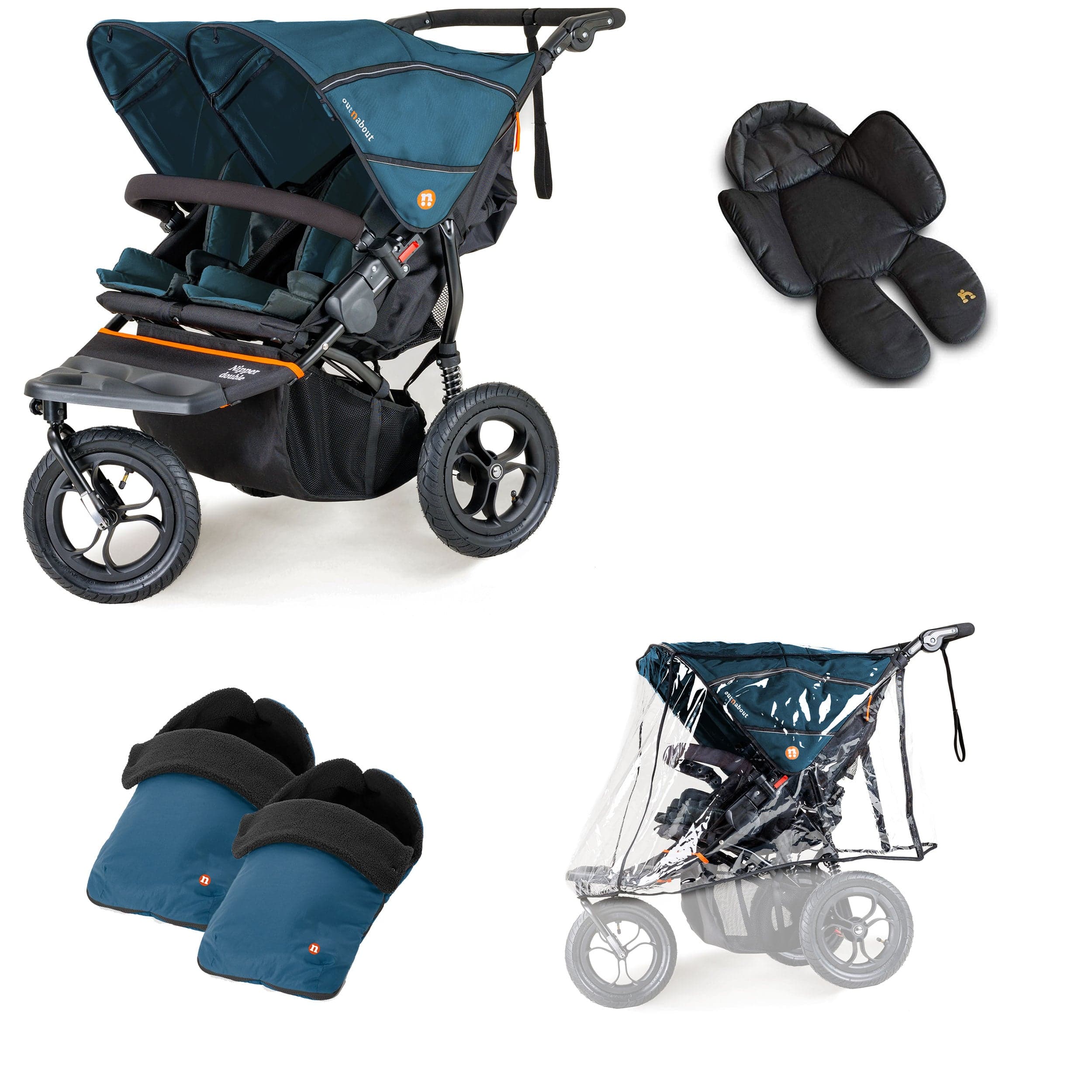 Out n About Nipper Double Duo Comfort Bundle in Highland Blue 3 Wheeler Pushchair Bundles 15791-DTN-COM-BLU 5060167546136