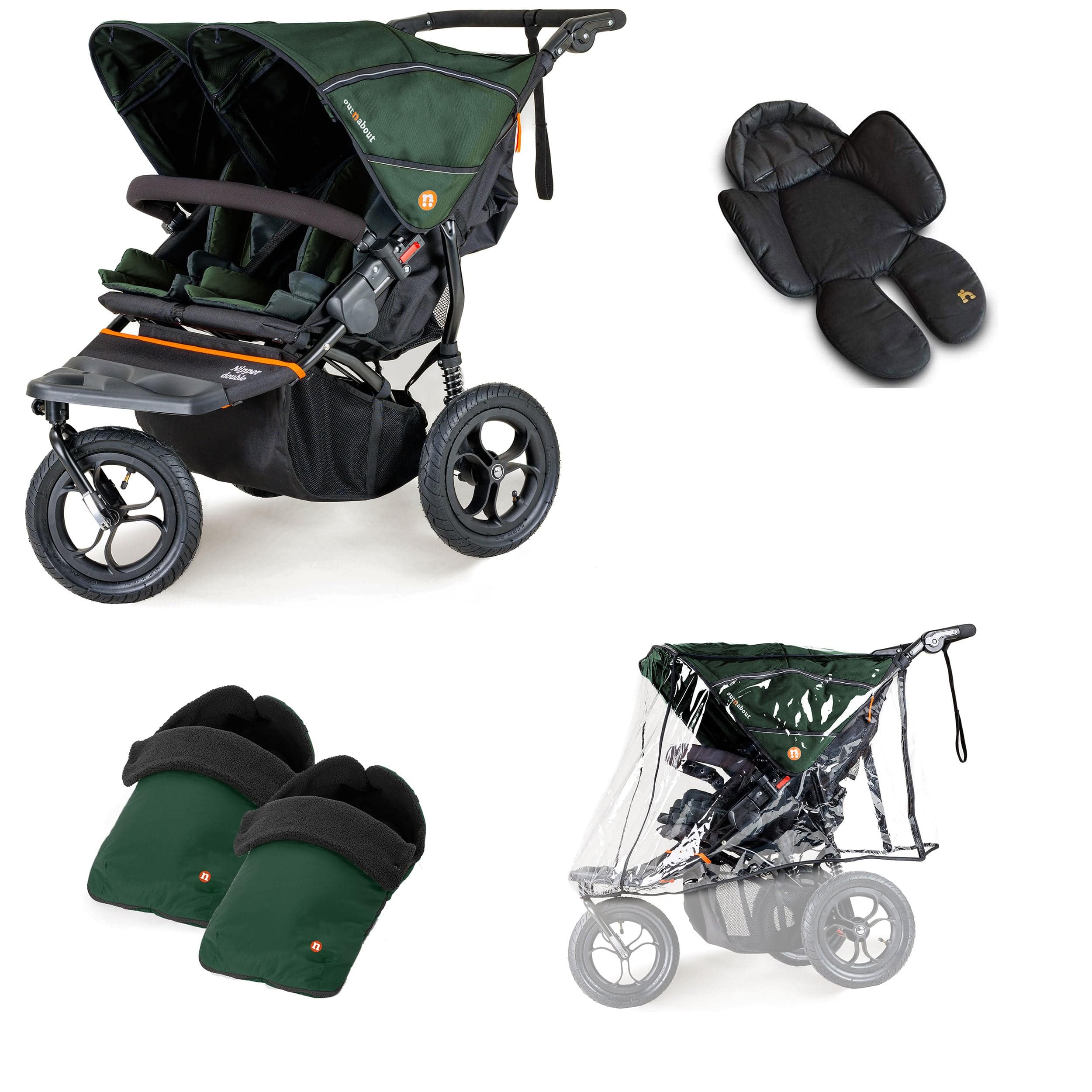 Out n About Nipper Double Duo Comfort Bundle in Sycamore Green 3 Wheeler Pushchair Bundles 15780-DTN-COM-GRE 5060167546129