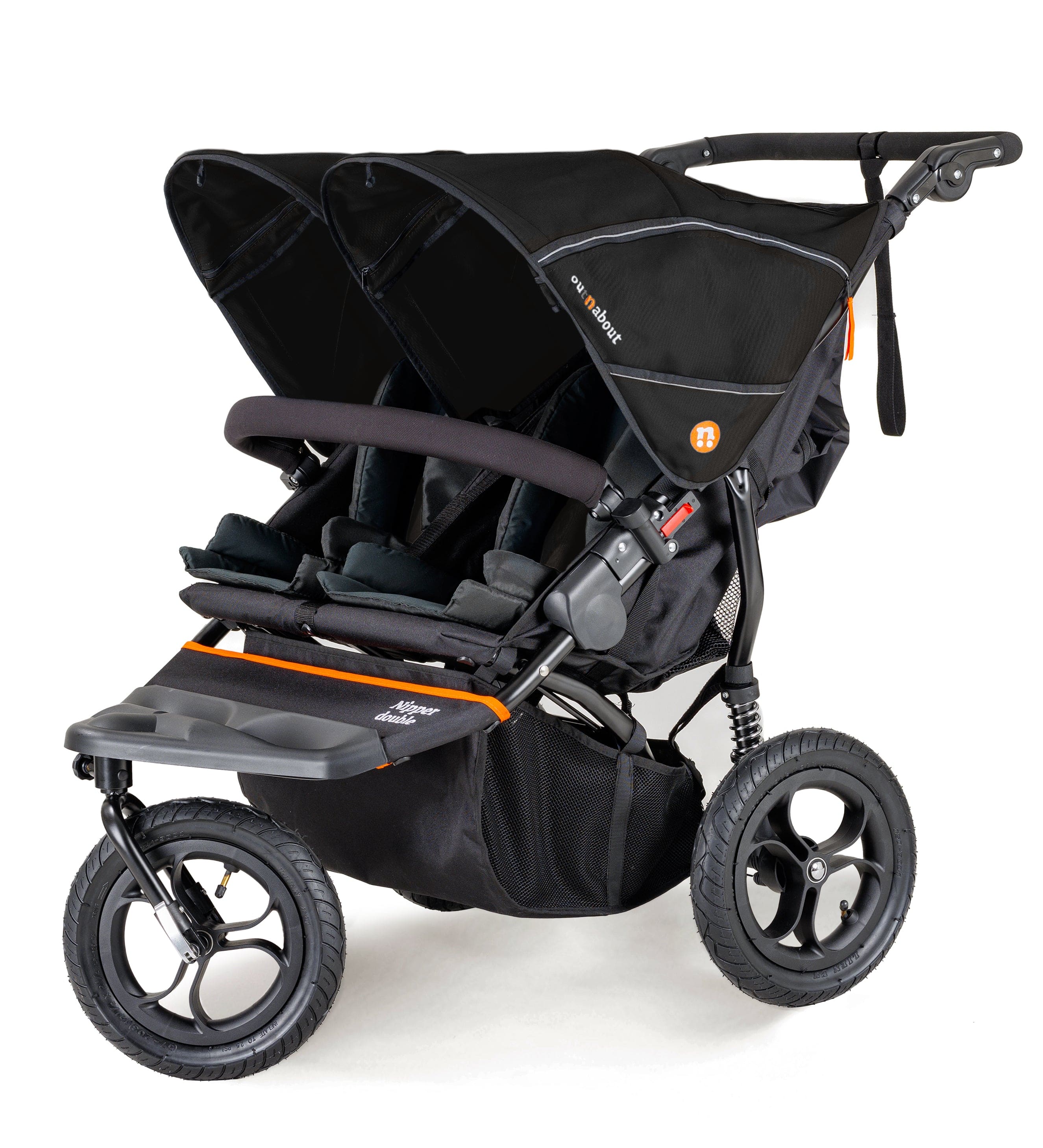 Out n About Nipper Double Duo Essentials Bundle in Summit Black 3 Wheeler Pushchair Bundles 15757-DTN-ESS-SBL 5060167546778