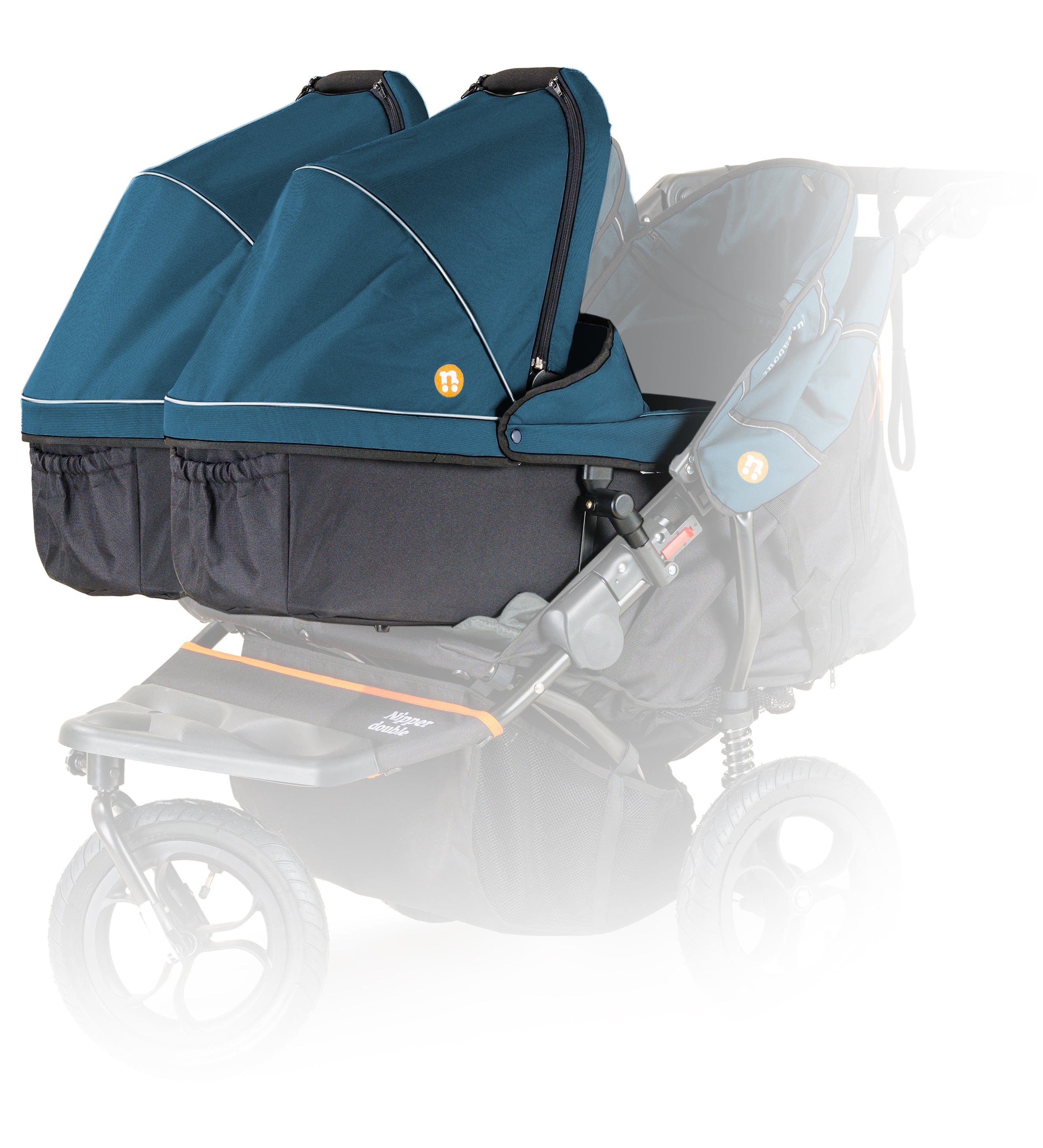 Out n About Nipper Double Twin Starter Bundle in Highland Blue 3 Wheeler Pushchair Bundles 15712-DTW-Start-Blue 5060167546136