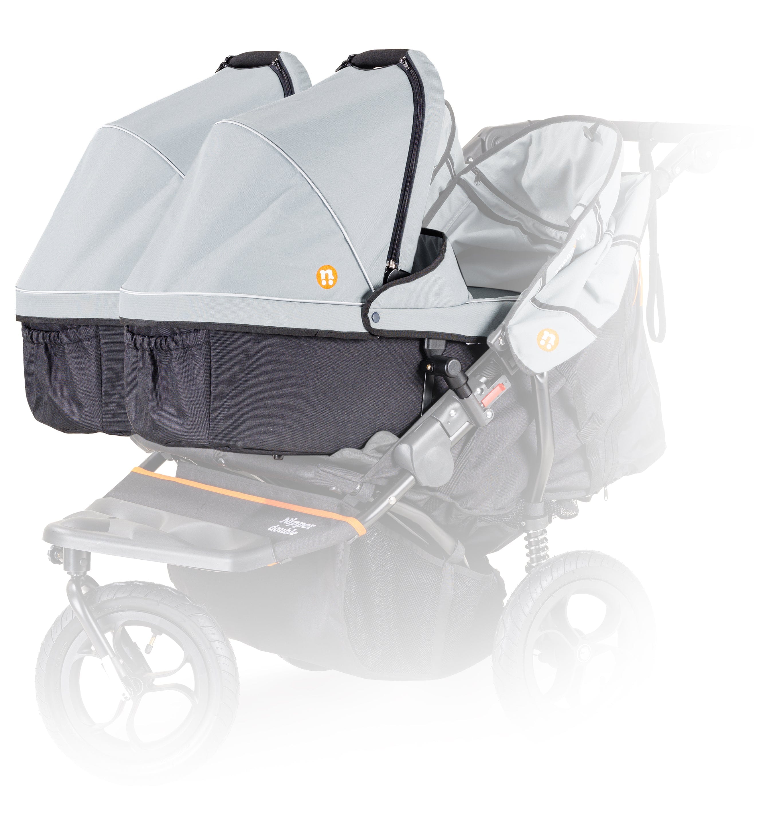 Out n About Nipper Double Twin Starter Bundle in Rock Salt Grey 3 Wheeler Pushchair Bundles 15714-DTW-START-RSG 5060167546112