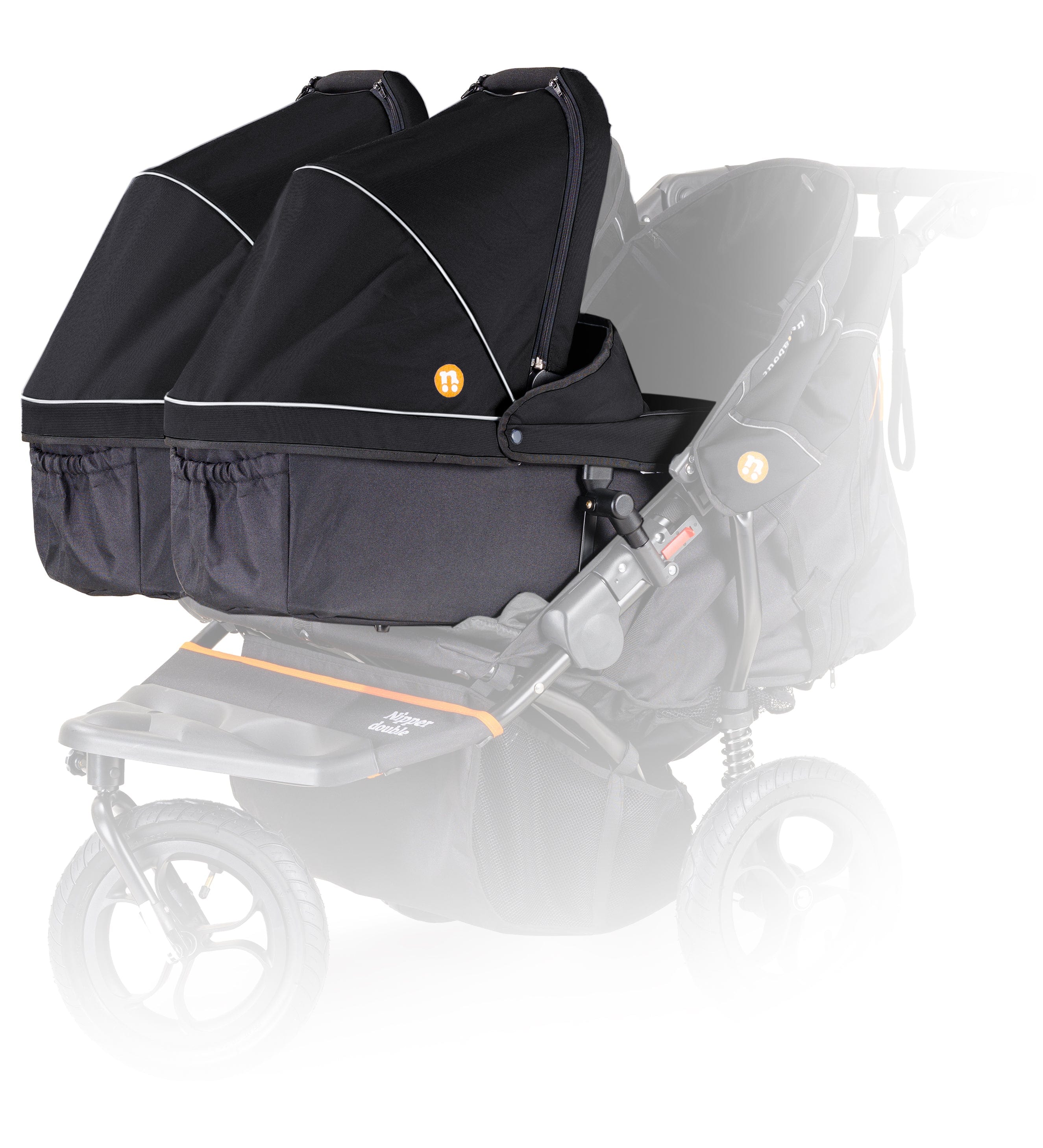 Out n About Nipper Double Twin Starter Bundle in Summit Black 3 Wheeler Pushchair Bundles 15712-DTW-START-SBLACK 5060167546778