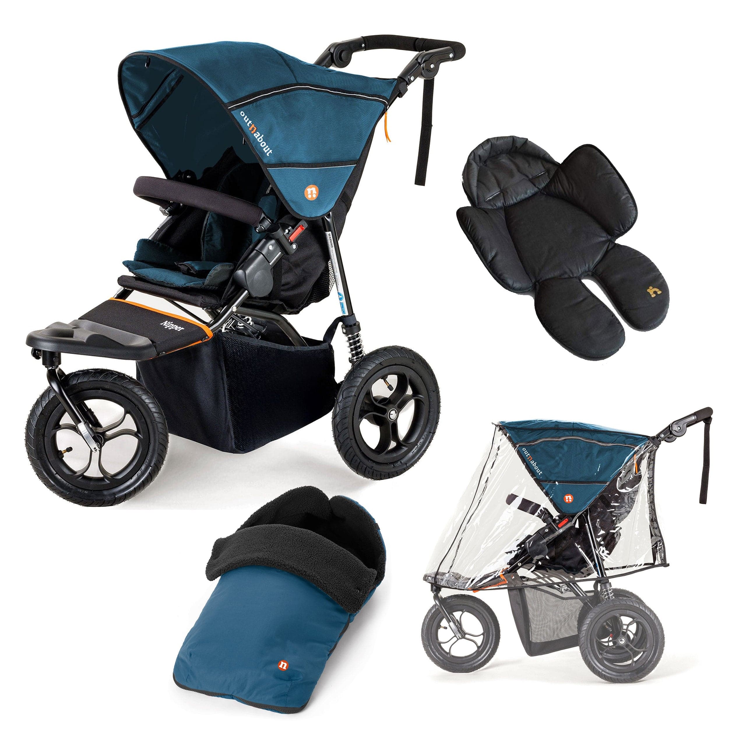 Out n About Nipper Single Comfort Bundle in Highland Blue 3 Wheeler Pushchair Bundles 15821-SGL-BLU 5060167546136