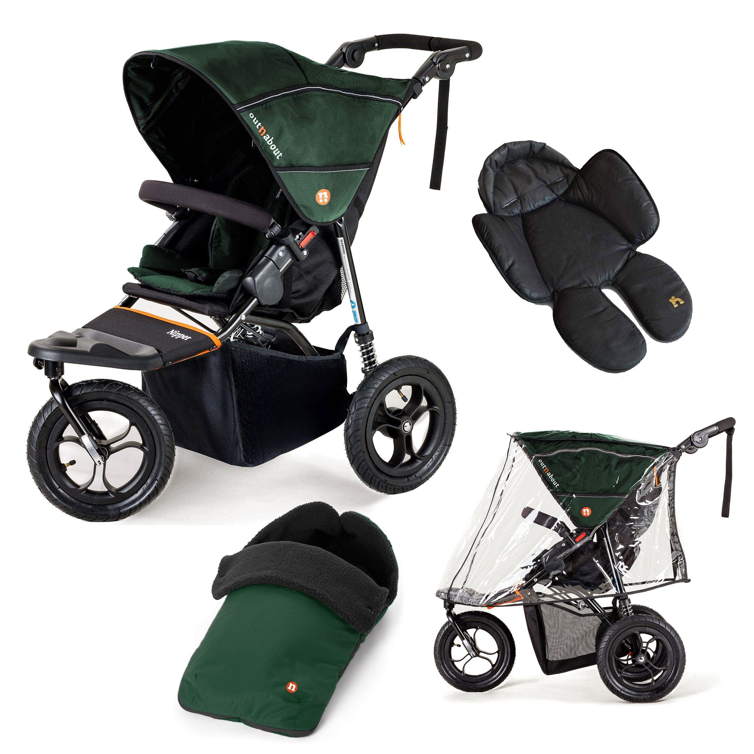 Out n About Nipper Single Comfort Bundle in Sycamore Green 3 Wheeler Pushchair Bundles 15817-SGL-GRE 5060167546129