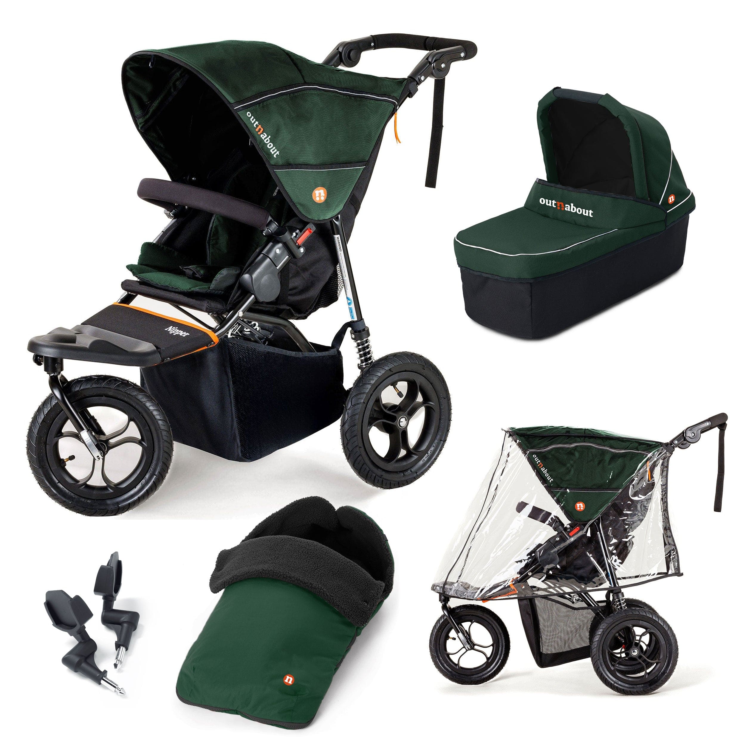 Out n About Nipper Single Essentials Bundle in Sycamore Green 3 Wheeler Pushchair Bundles 15880-SGL-GRE 5060167546129