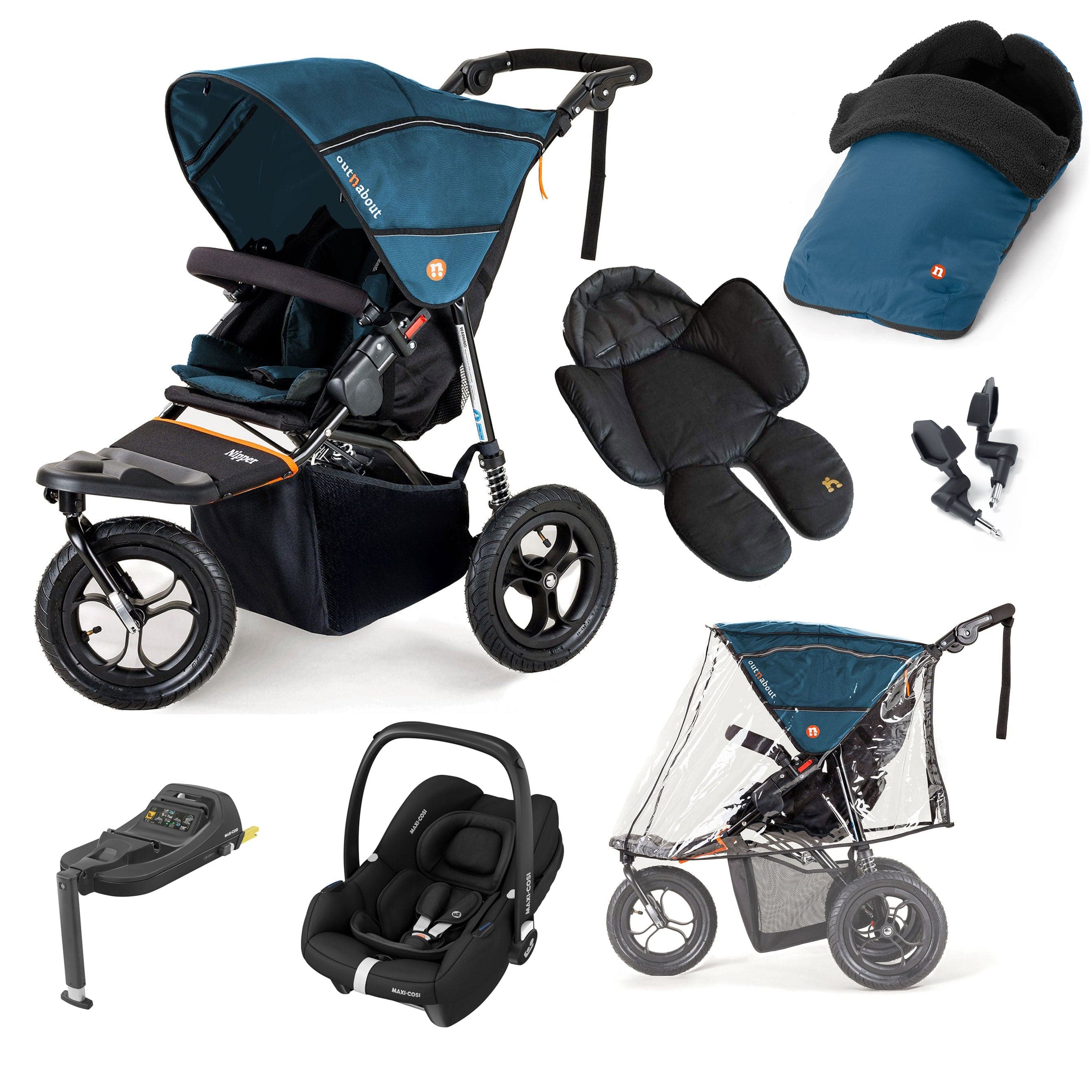 Out n About Nipper Single Maxi-Cosi Comfort Bundle in Highland Blue Travel Systems 15856-MC-CAB-BLU 5060167546136