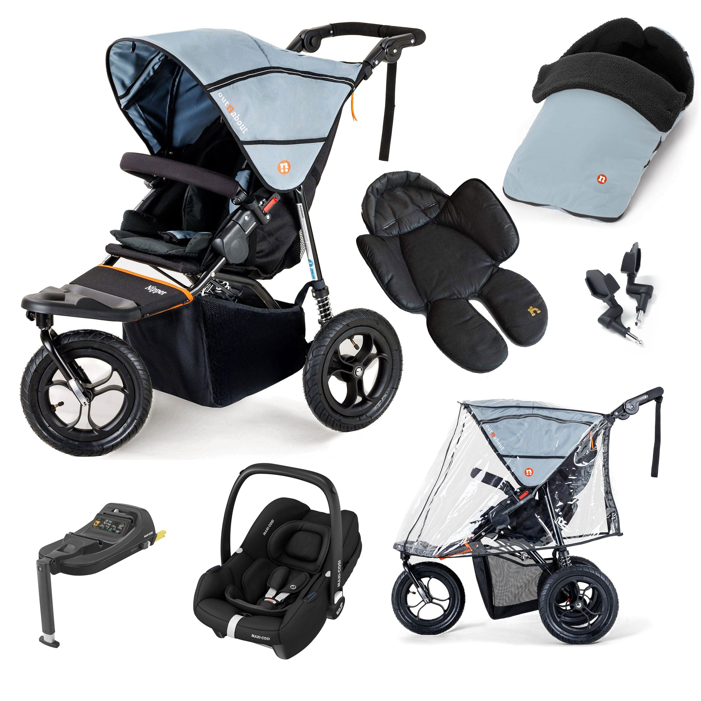 Out n About Nipper Single Maxi-Cosi Comfort Bundle in Rock Salt Grey Travel Systems 15858-MC-CAB-RSG 5060167546112