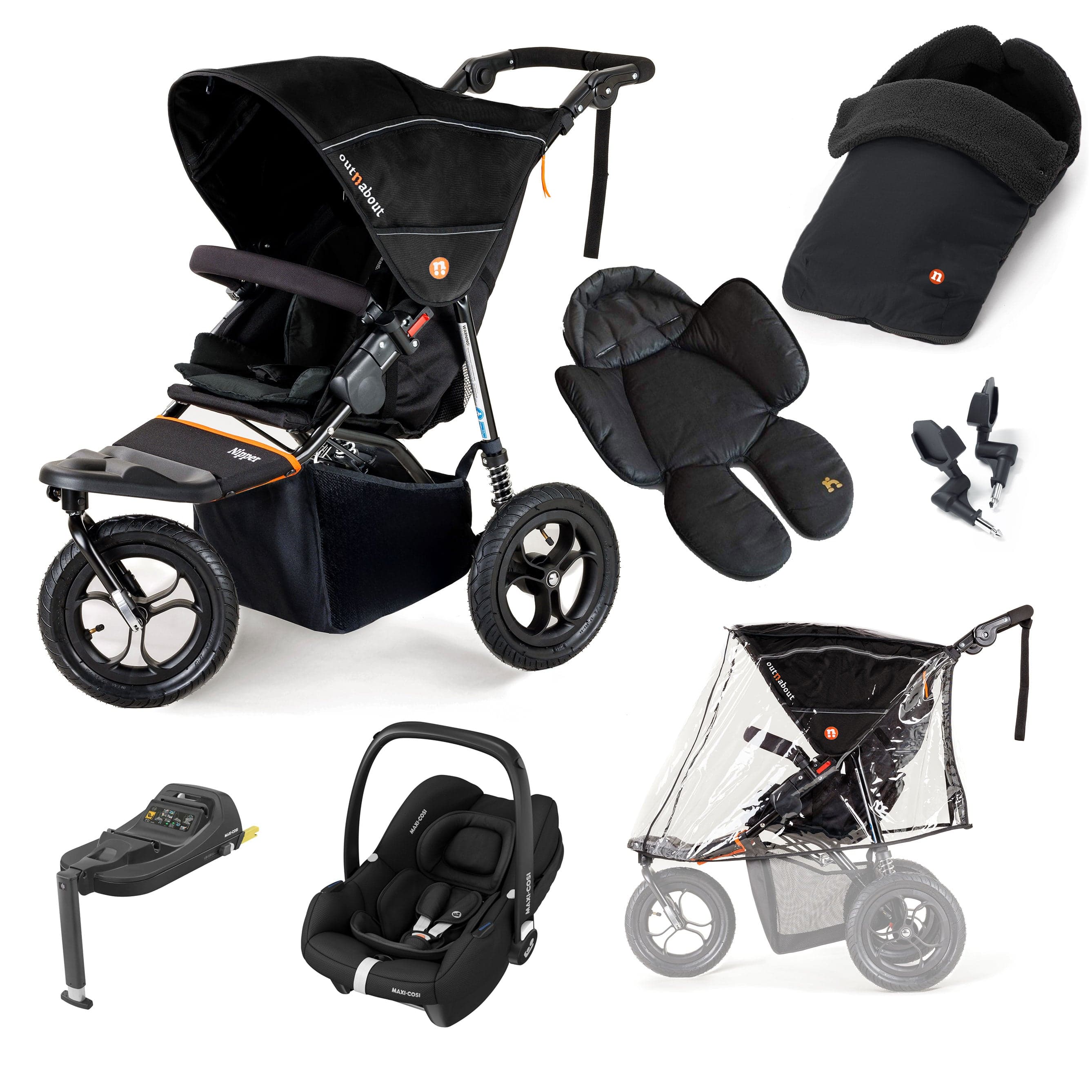 Out n About Nipper Single Maxi-Cosi Comfort Bundle in Summit Black Travel Systems 15860-MC-CAB-SB 5060167546778