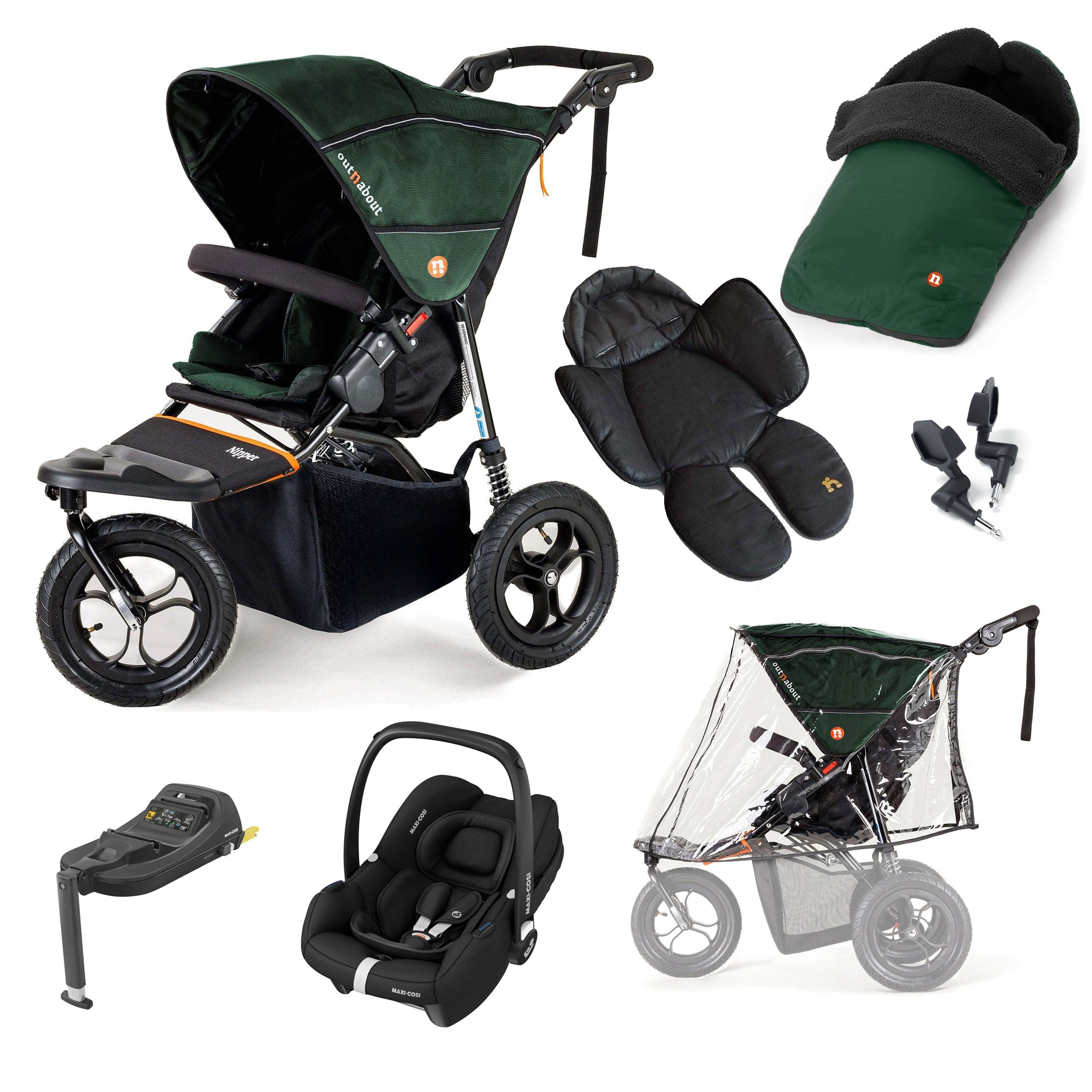 Out n About Nipper Single Maxi-Cosi Comfort Bundle in Sycamore Green Travel Systems 15866-MC-CAB-GRE 5060167546129