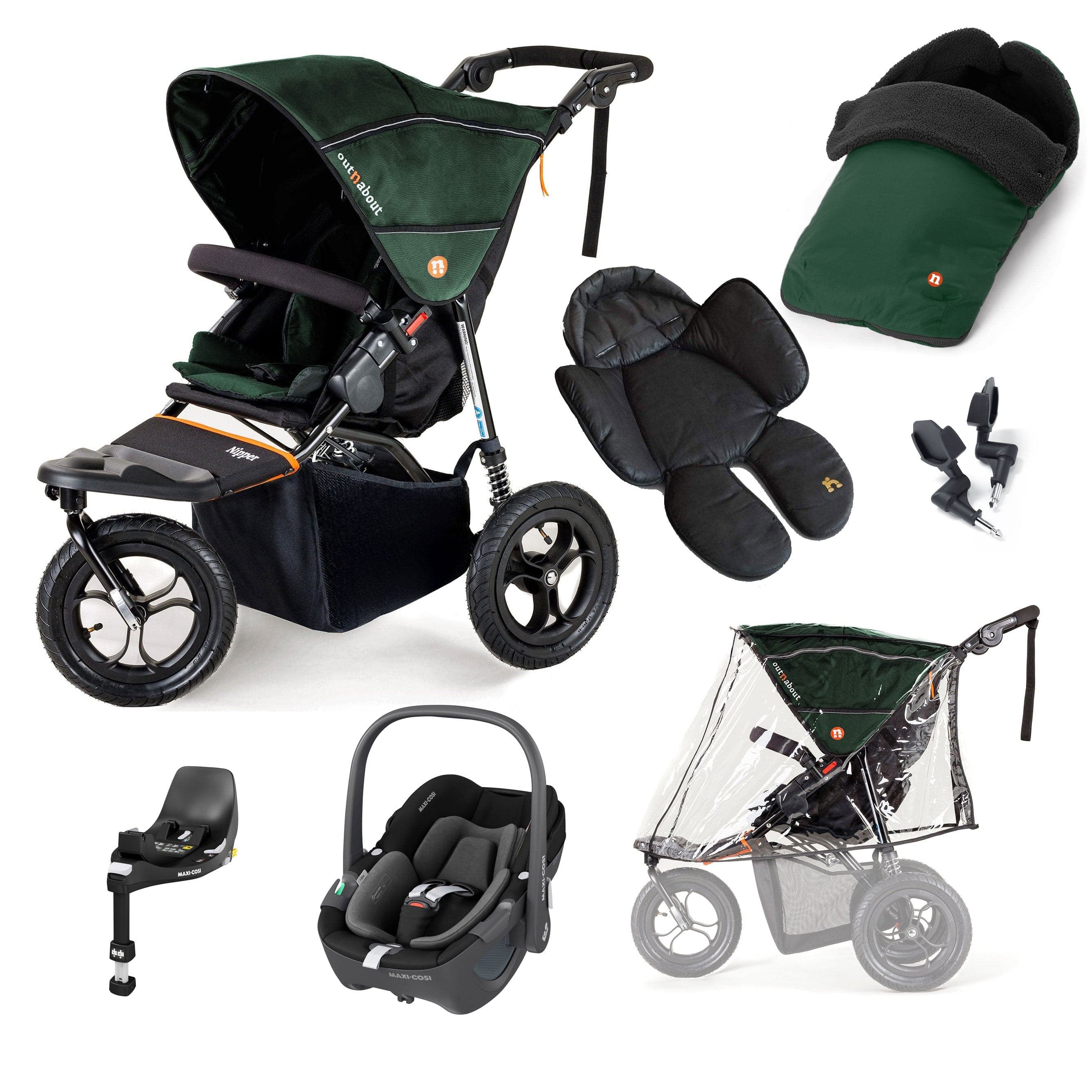 Out n About Nipper Single Maxi-Cosi Comfort Bundle in Sycamore Green Travel Systems 15868-MC-P360-GRE 5060167546129