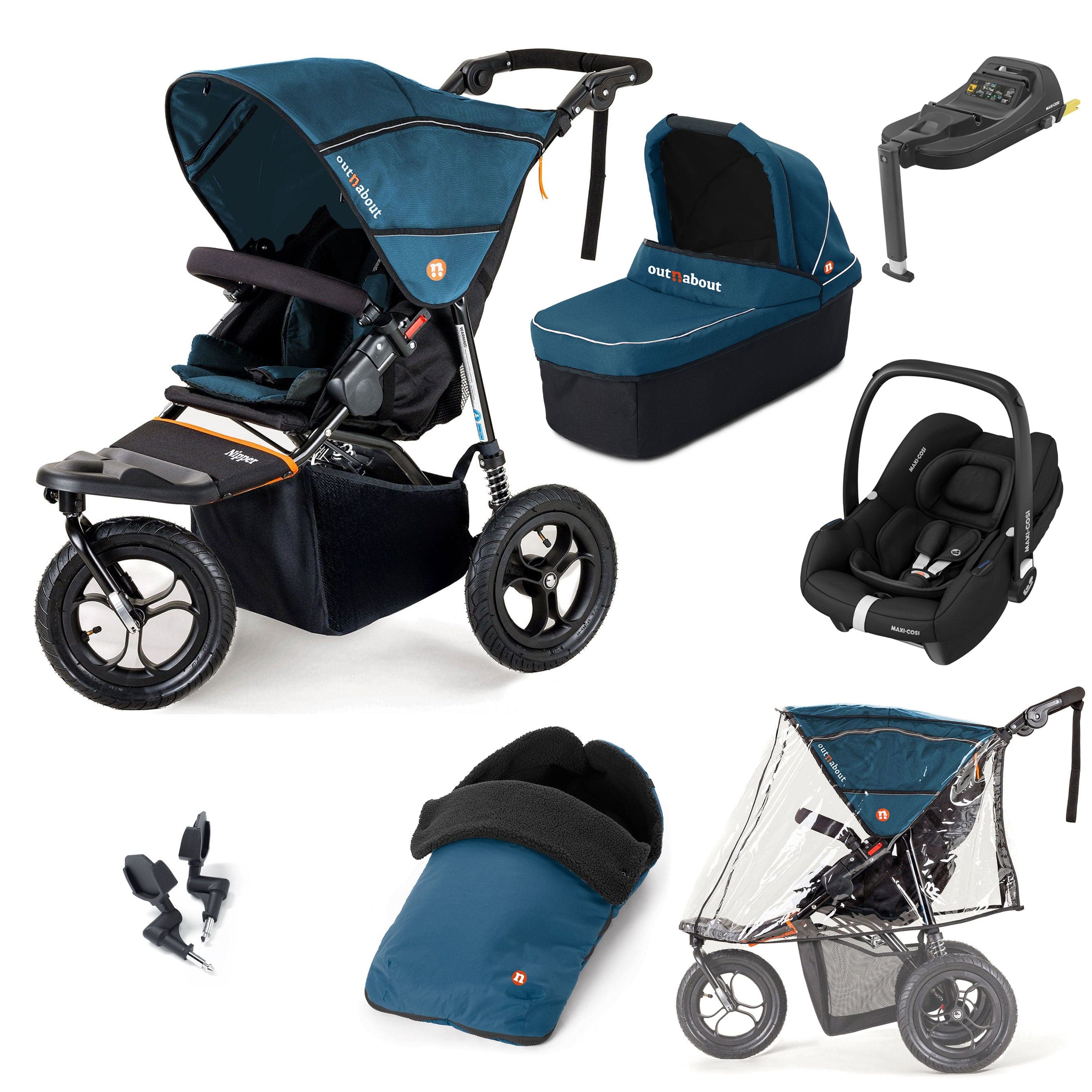 Out n About Nipper Single Maxi-Cosi Essential Bundle in Highland Blue Travel Systems 15826-MC-CAB-BLU 5060167546136