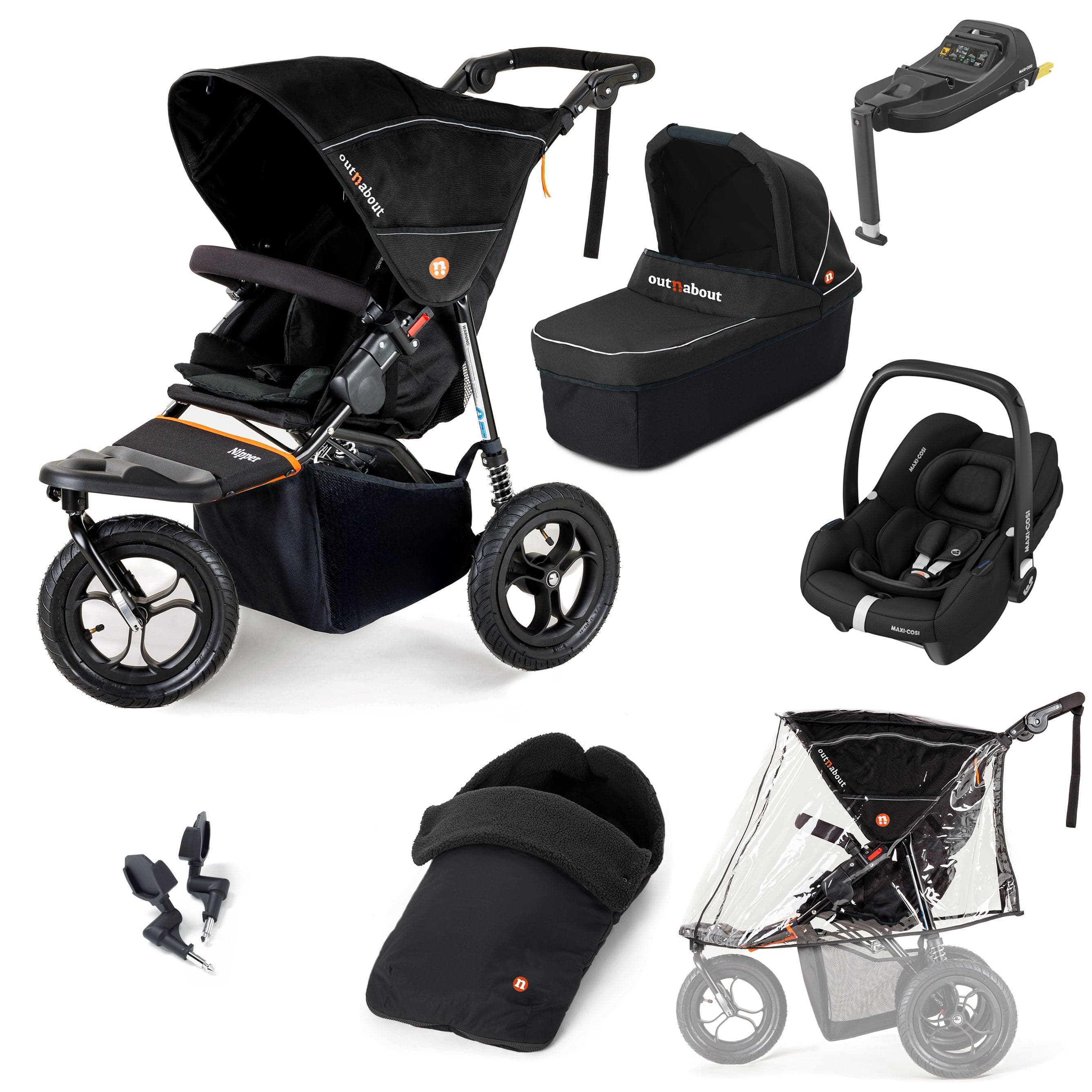 Out n About Nipper Single Maxi-Cosi Essential Bundle in Summit Black Travel Systems 15807-MC-CAB-SB 5060167546778