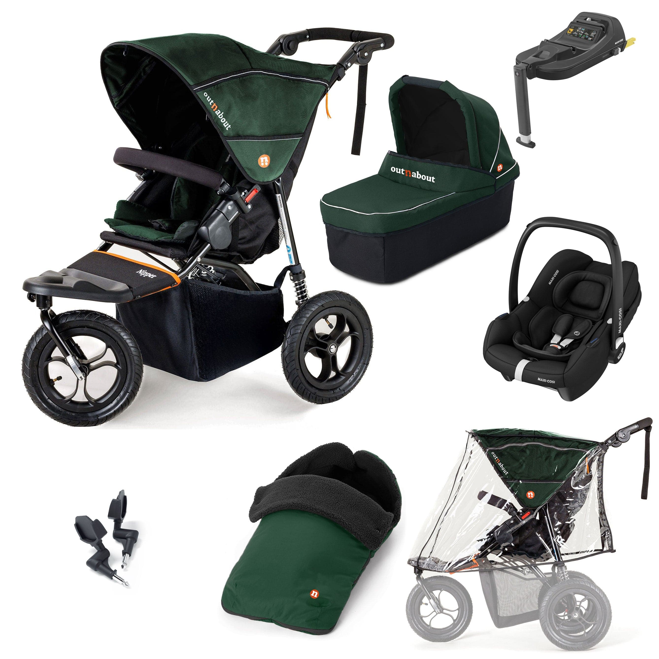 Out n About Nipper Single Maxi-Cosi Essential Bundle in Sycamore Green Travel Systems 15805-MC-CAB-GRE 5060167546129