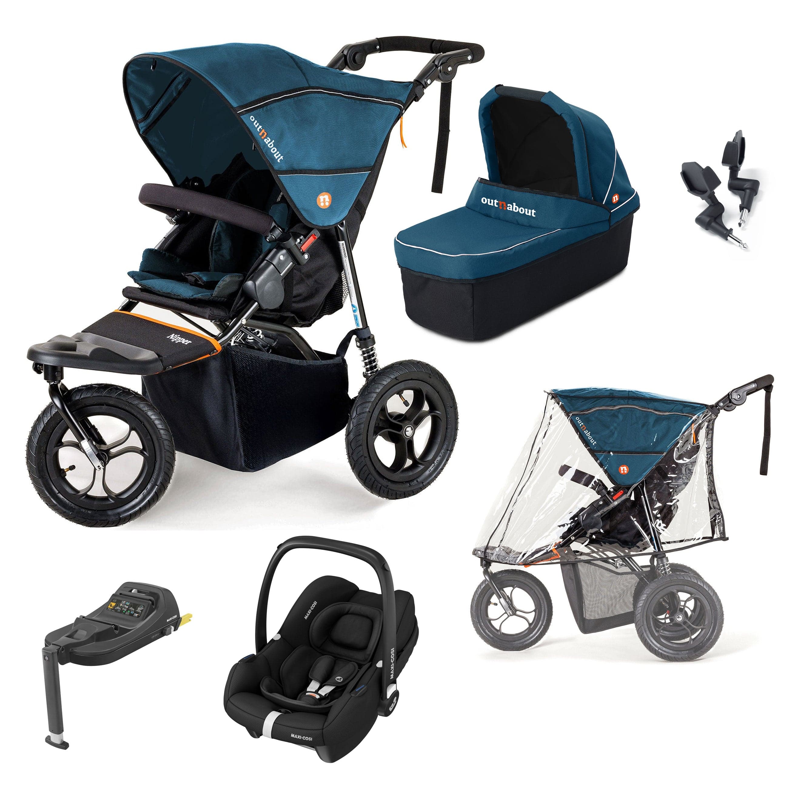 Out n About Nipper Single Maxi-Cosi Starter Bundle in Highland Blue Travel Systems 15834-MC-CAB-BLU 5060167546136