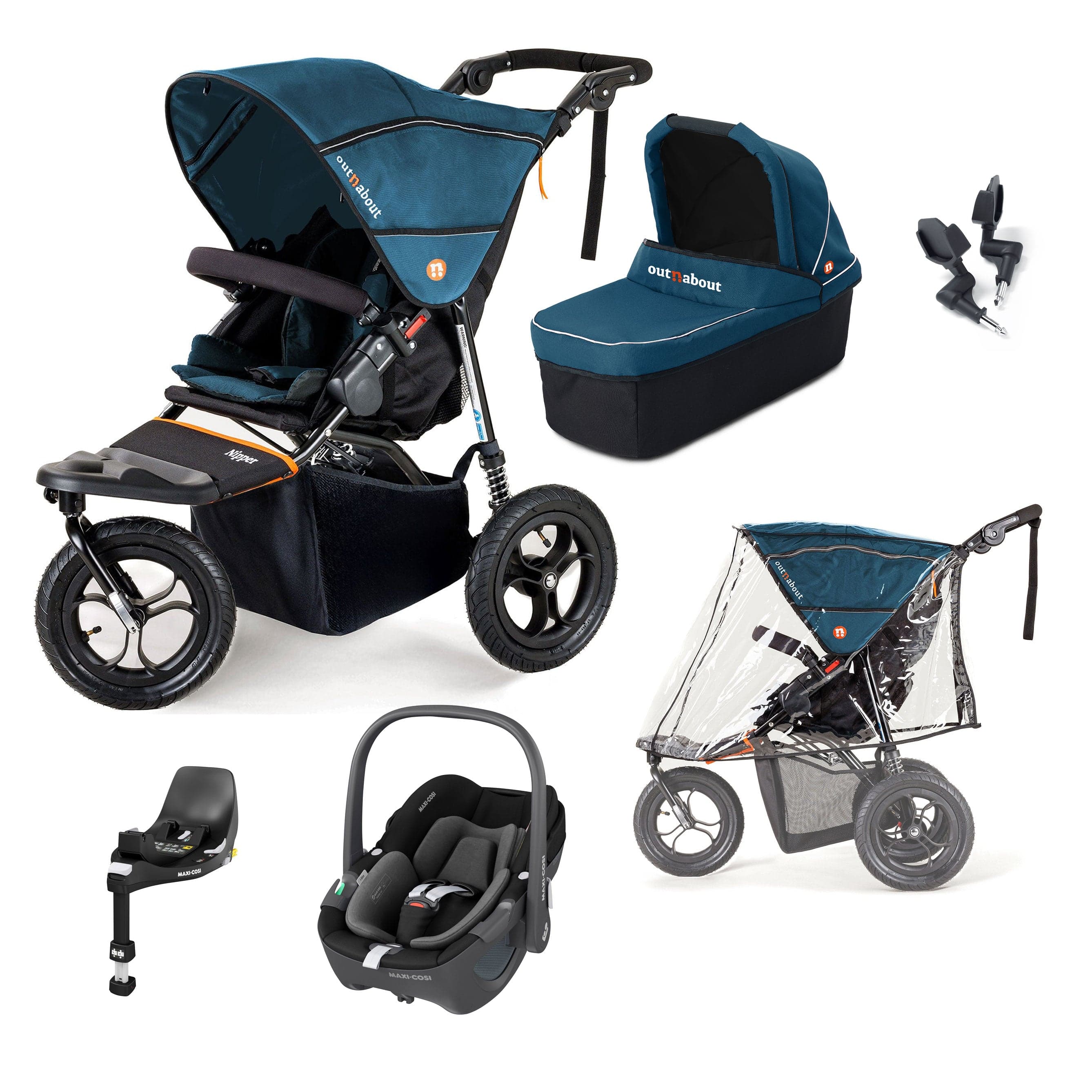 Out n About Nipper Single Maxi-Cosi Starter Bundle in Highland Blue Travel Systems 15835-MC-P360-BLU 5060167546136