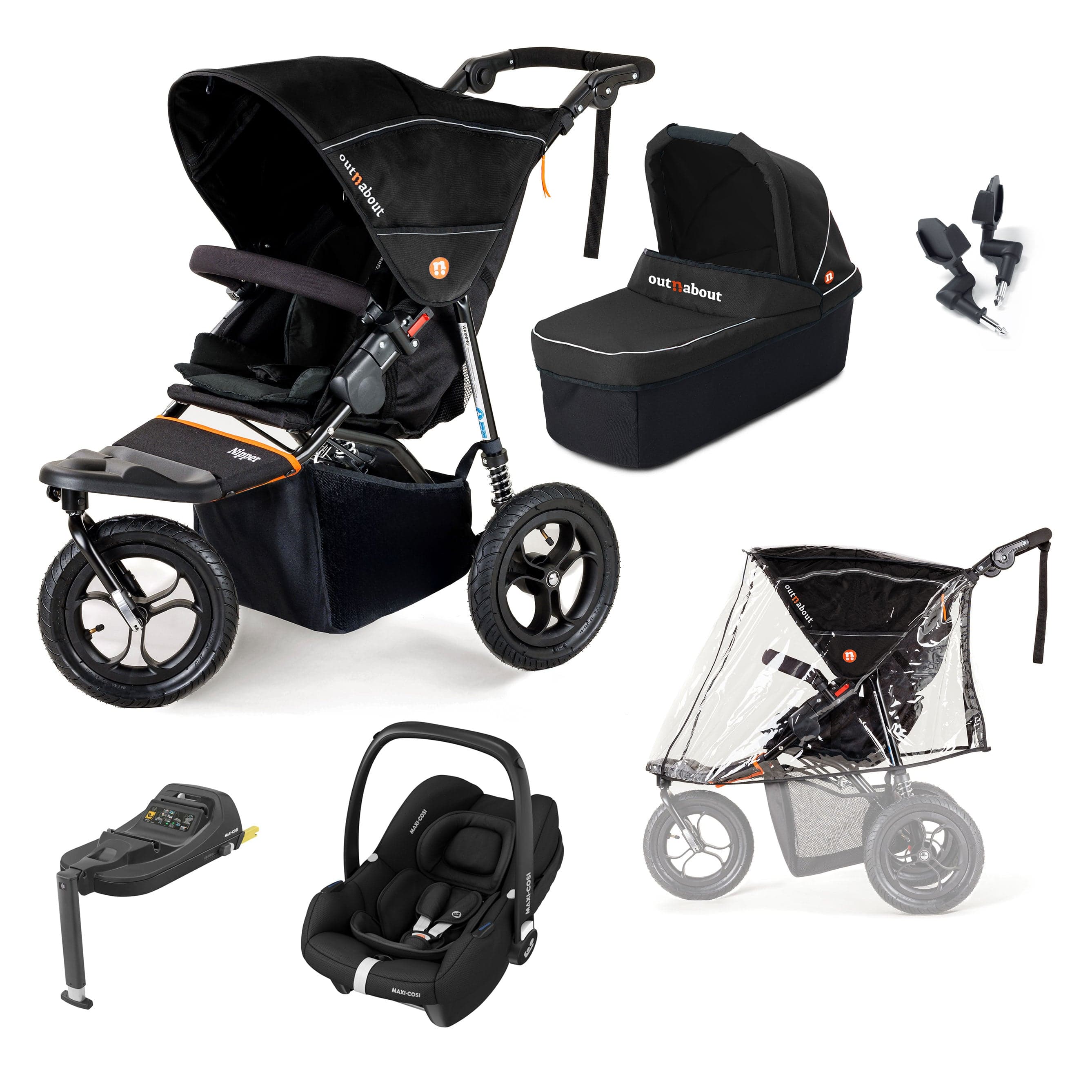 Out n About Nipper Single Maxi-Cosi Starter Bundle in Summit Black Travel Systems 15800-MC-CAB-SB 5060167546778