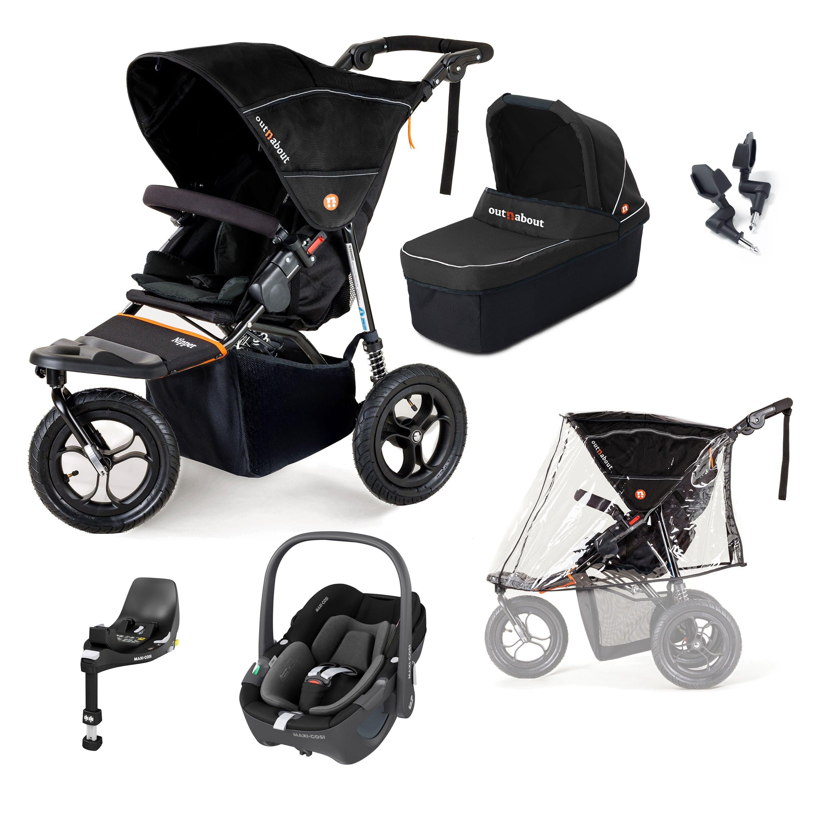 Out n About Nipper Single Maxi-Cosi Starter Bundle in Summit Black Travel Systems 15838-MC-P360-SB 5060167546778