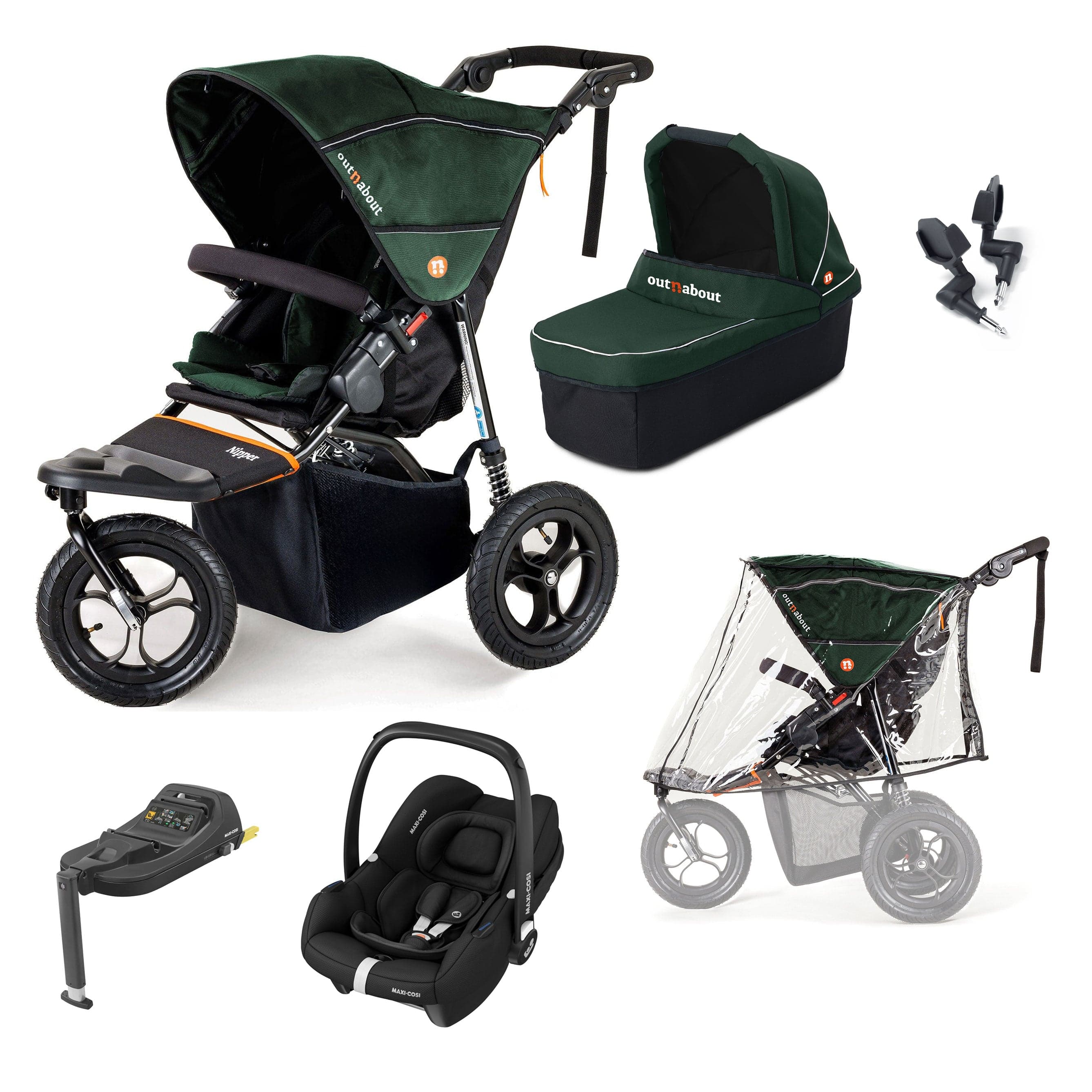 Out n About Nipper Single Maxi-Cosi Starter Bundle in Sycamore Green Travel Systems 15839-MC-CAB-GRE 5060167546129