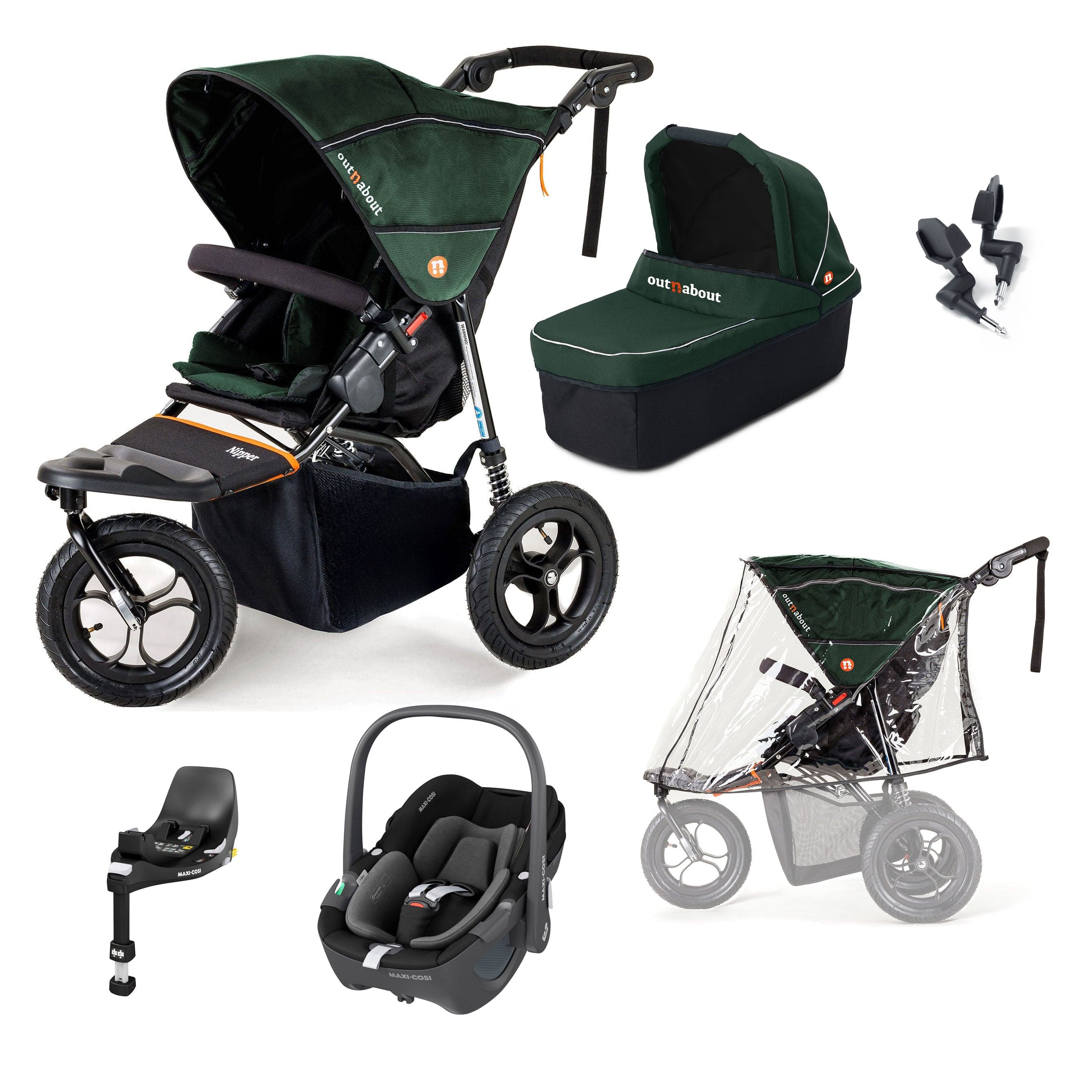 Out n About Nipper Single Maxi-Cosi Starter Bundle in Sycamore Green Travel Systems 15840-MC-P360-GRE 5060167546129